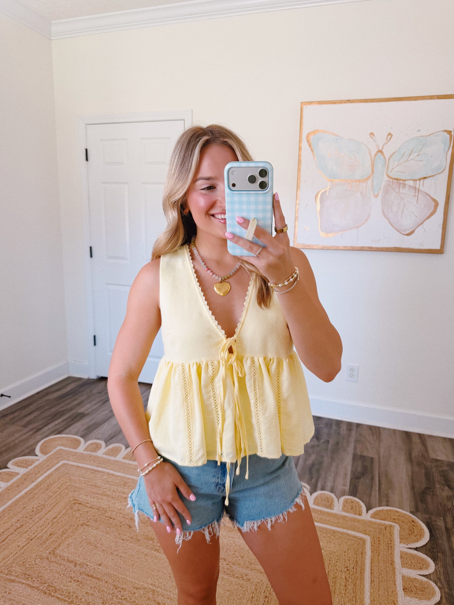 Yellow Tie Babydoll Top