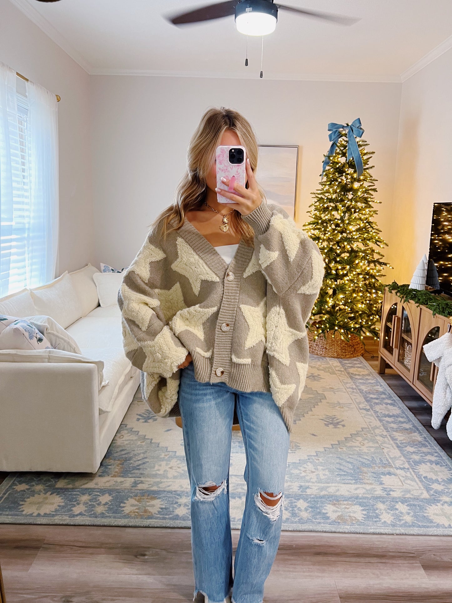 Oversized Stargazer Cardigan in Taupe