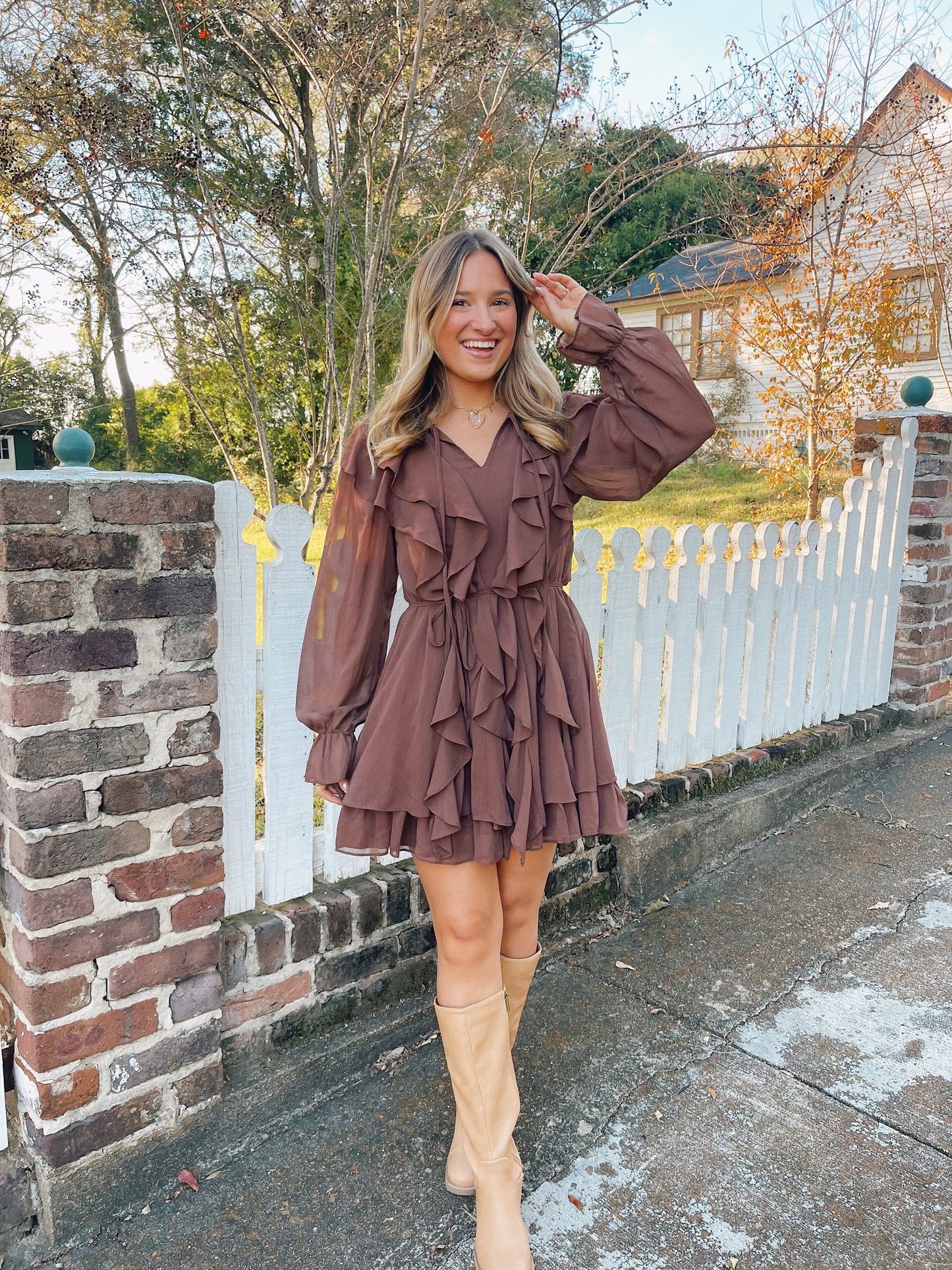 Autumn Nights Ruffle Dress