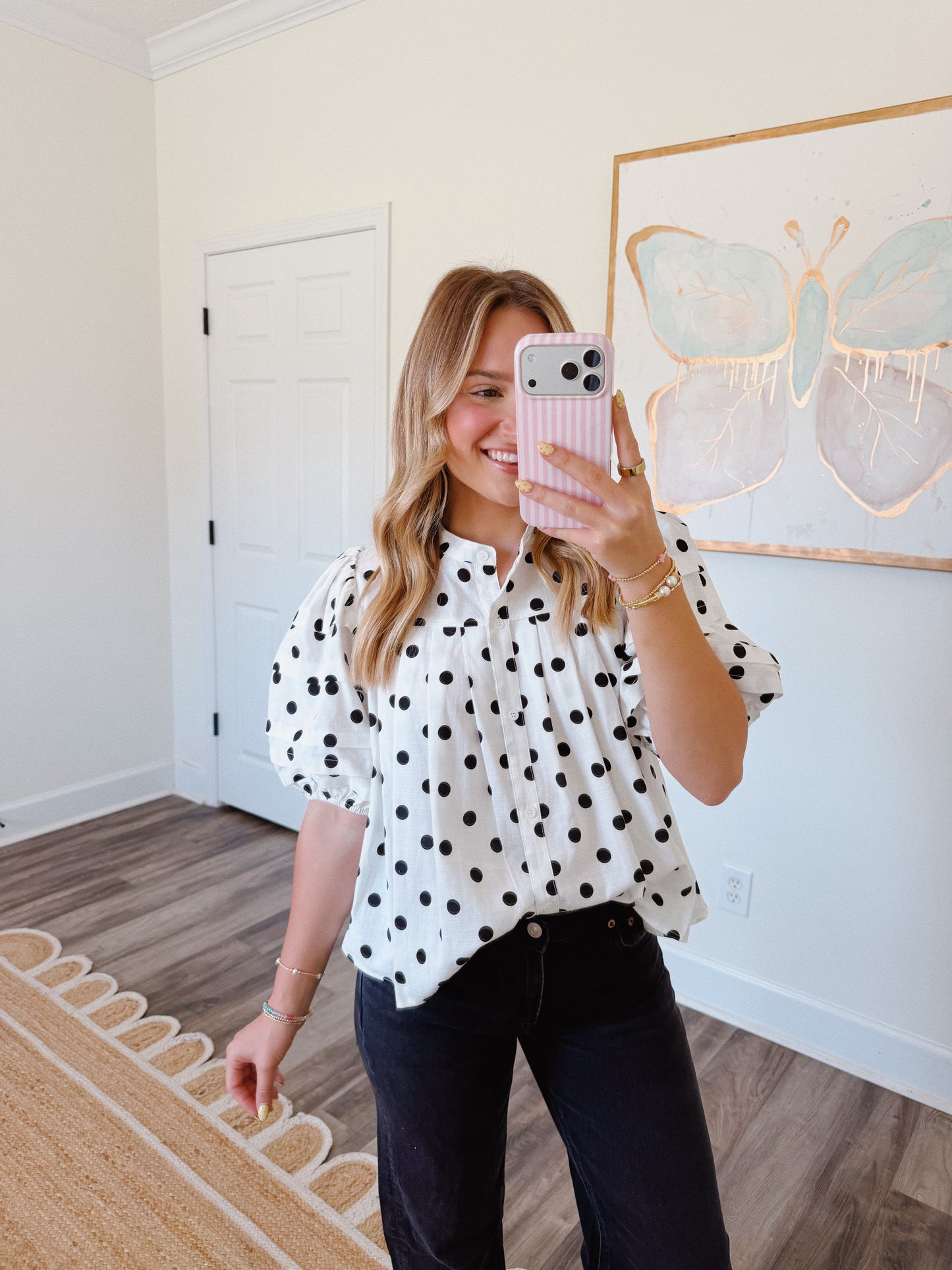 Polka Dot Button Up Blouse