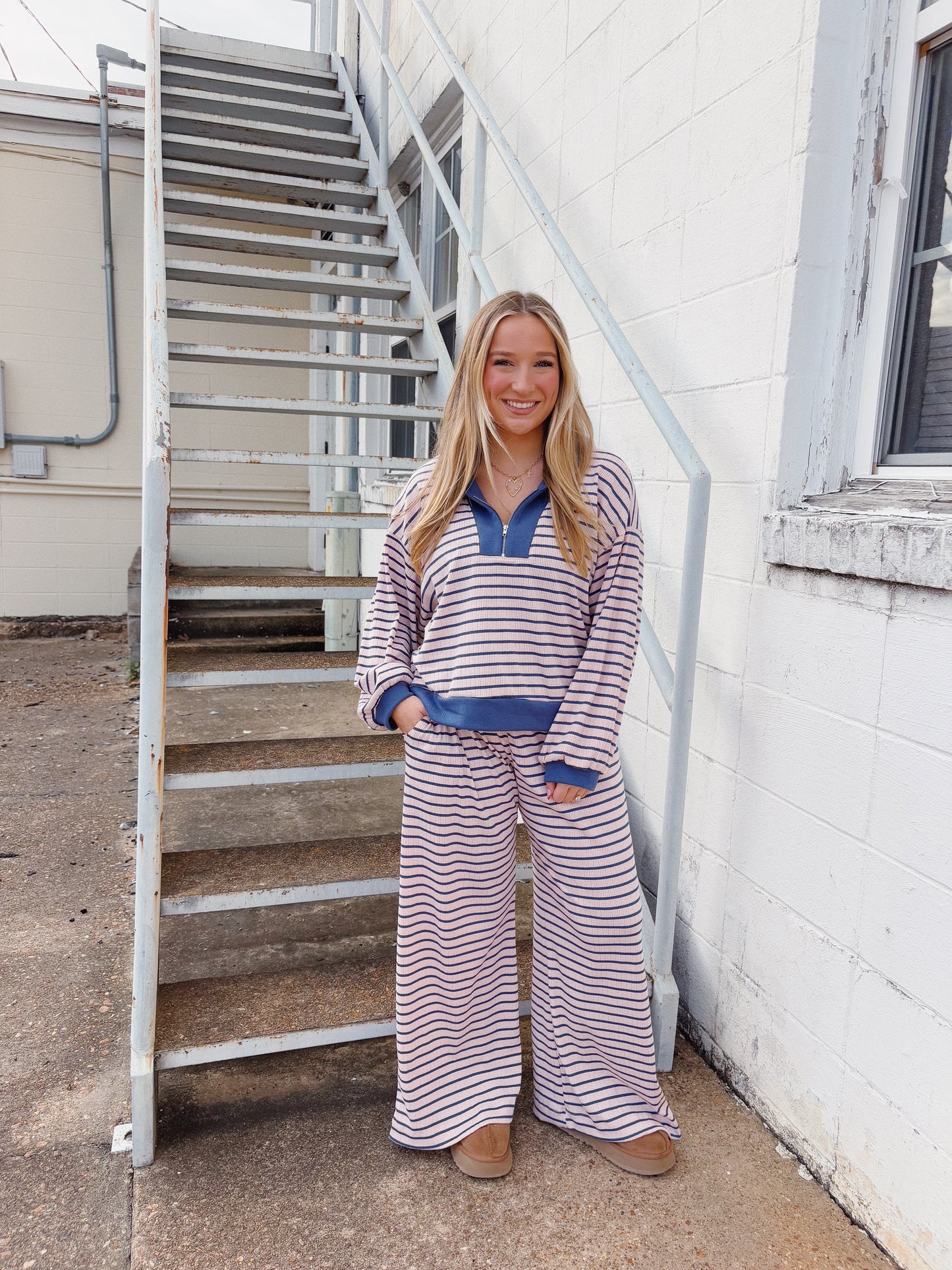Striped Half-Zip Spring Set