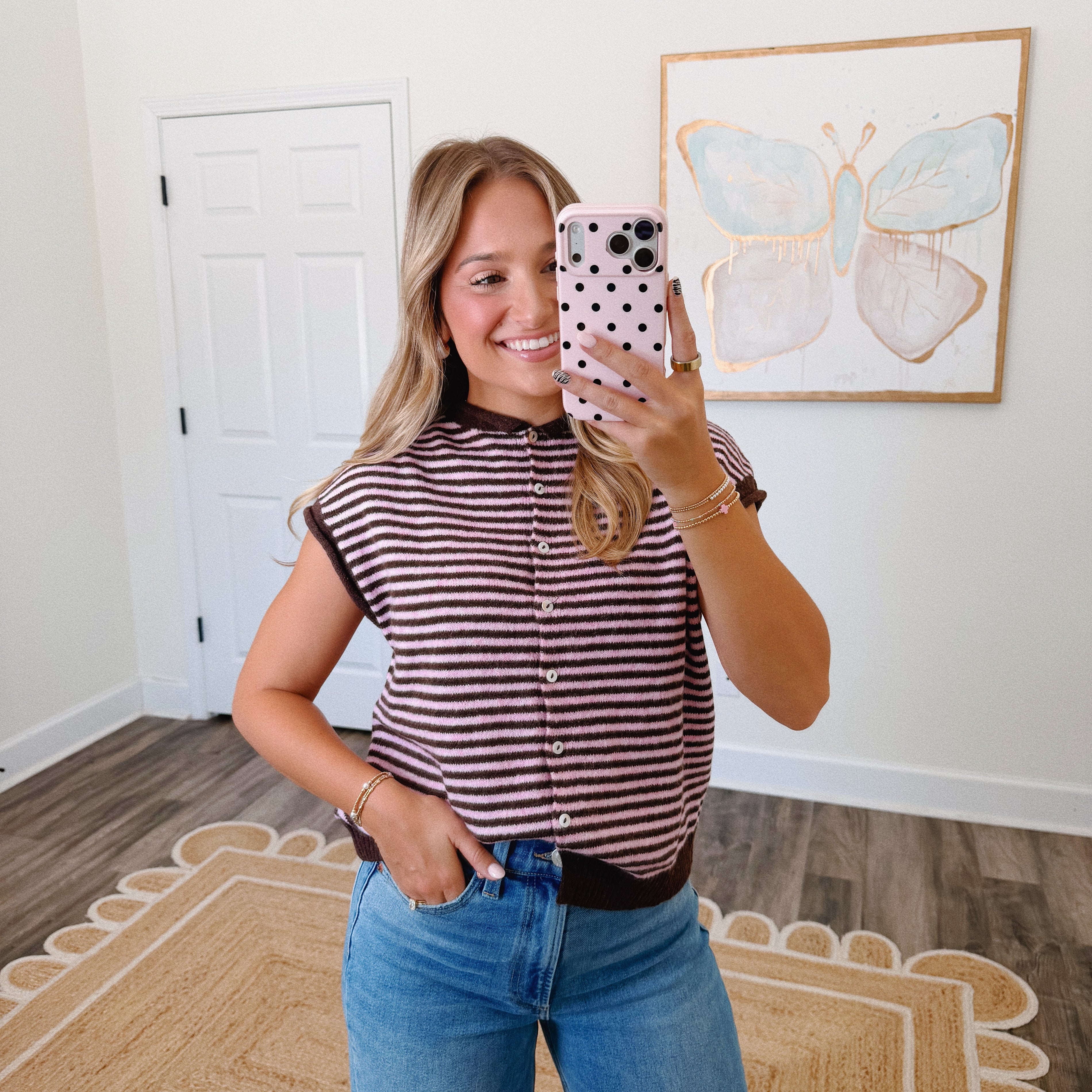 Pink Piper Striped Cardigan