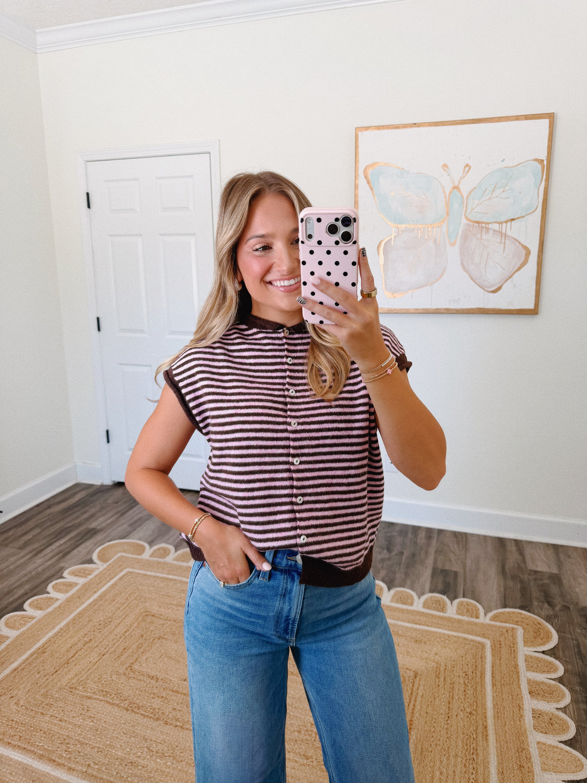 Pink Piper Striped Cardigan