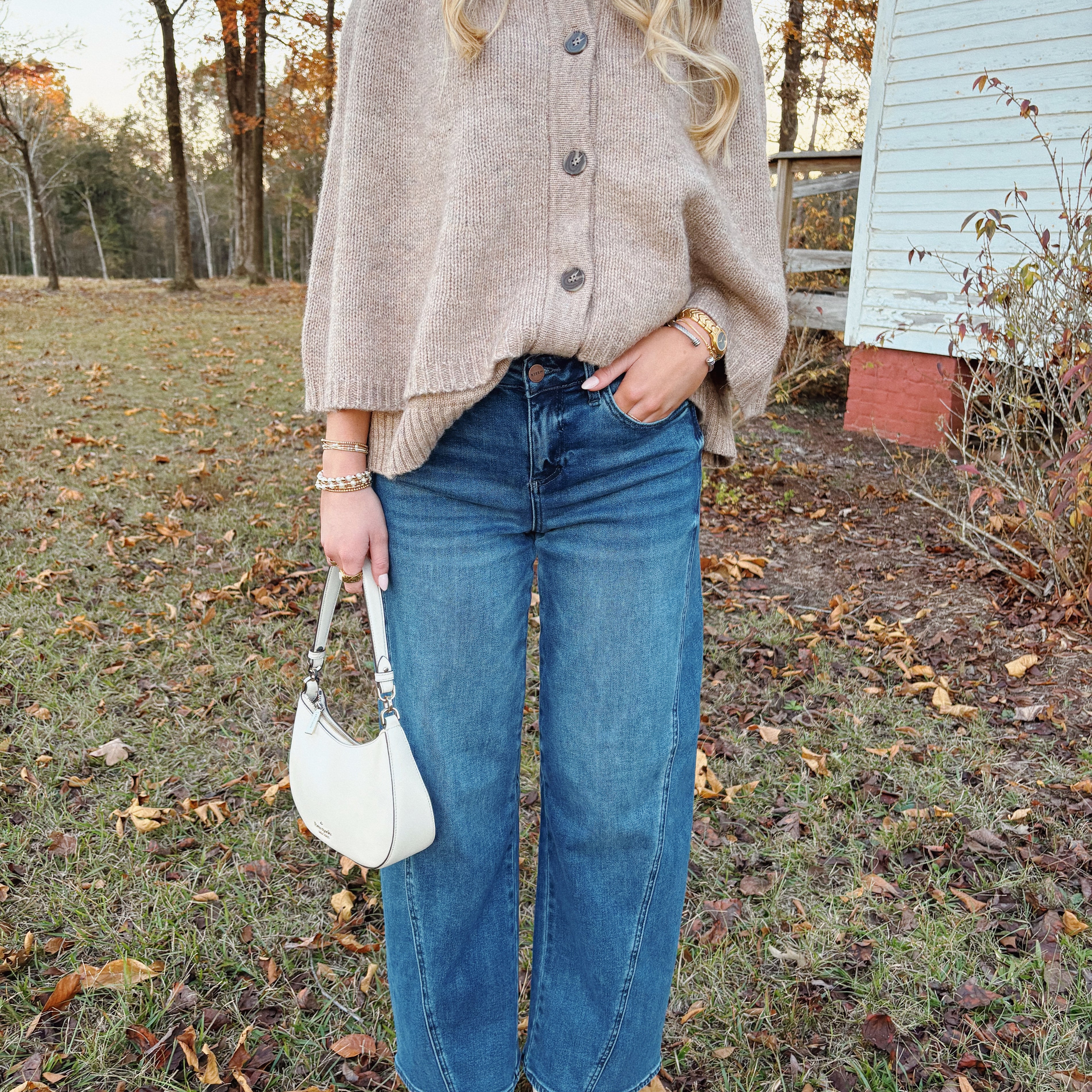 Dark Wash Barrel Jeans