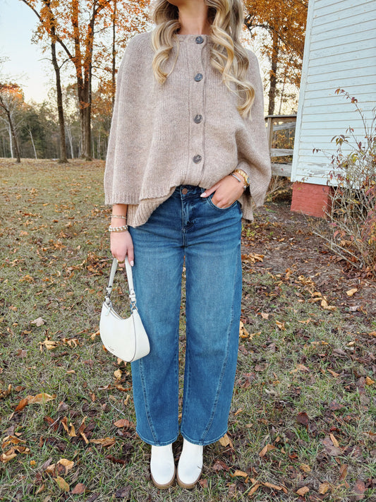 Dark Wash Barrel Jeans