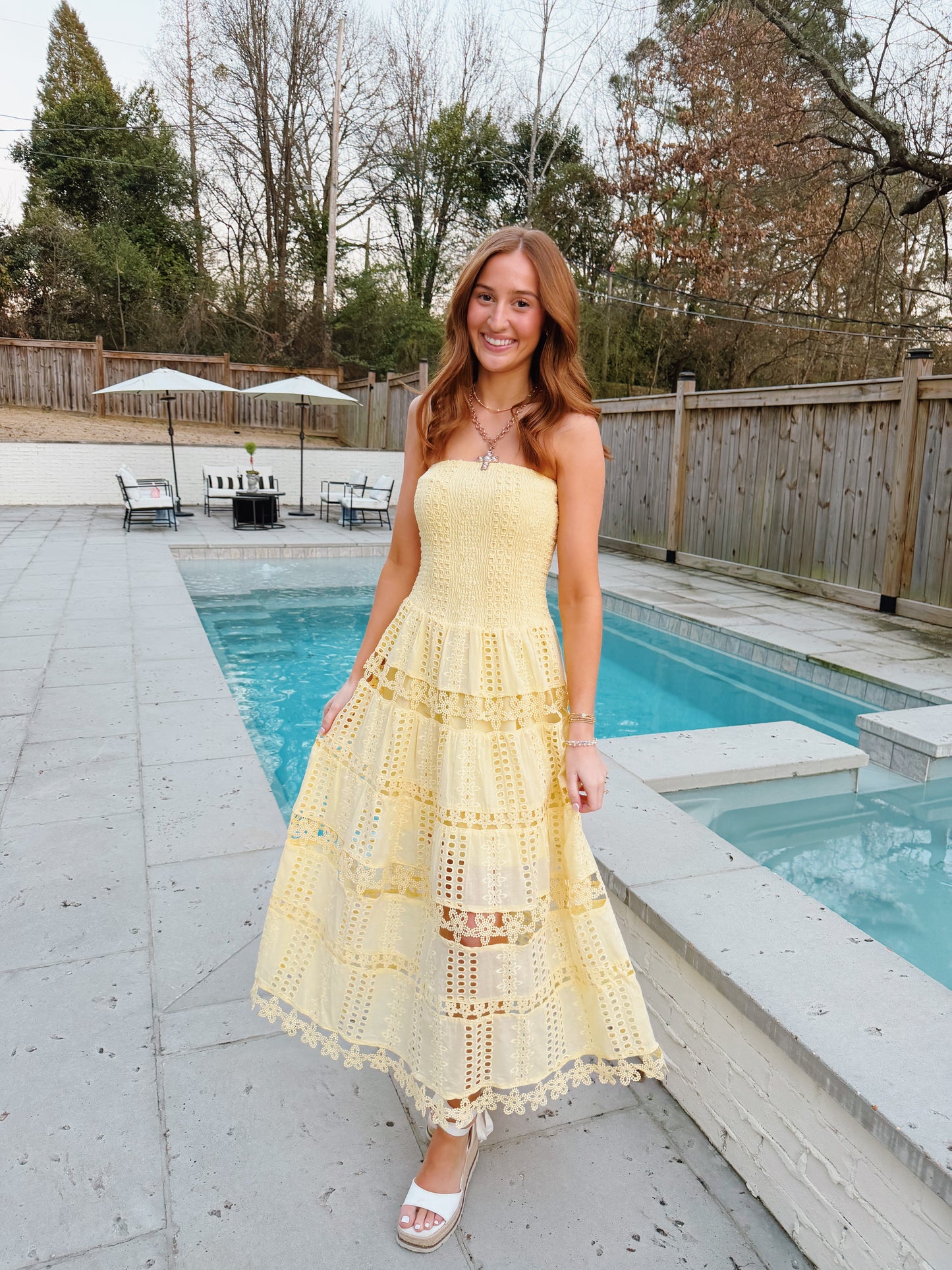 Sophie Eyelet Dress in Yellow