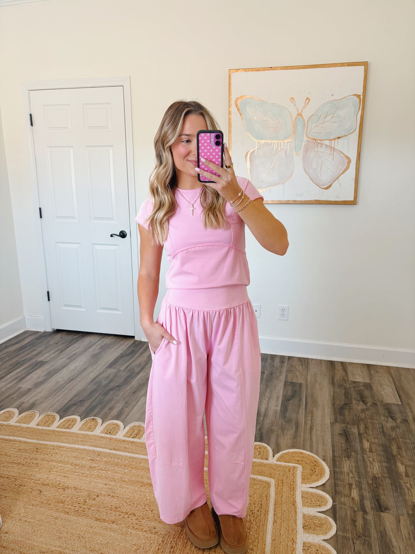 Sweet Pink Wide Leg Pants Set
