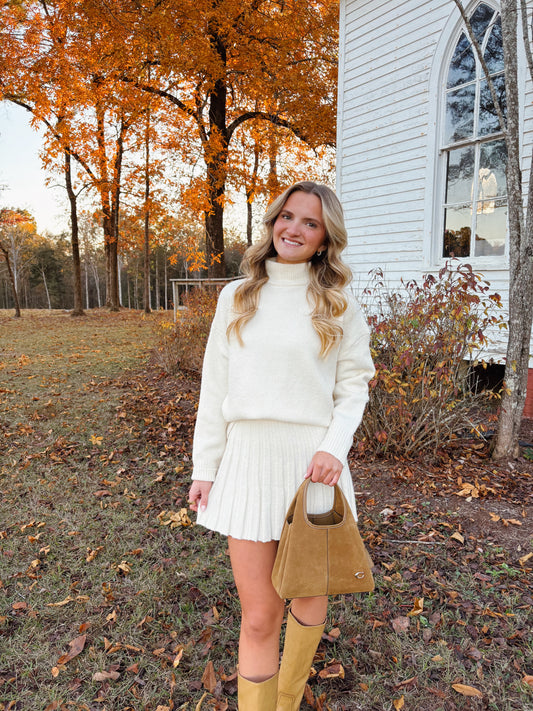 Pleated Skirt Set in Ivory