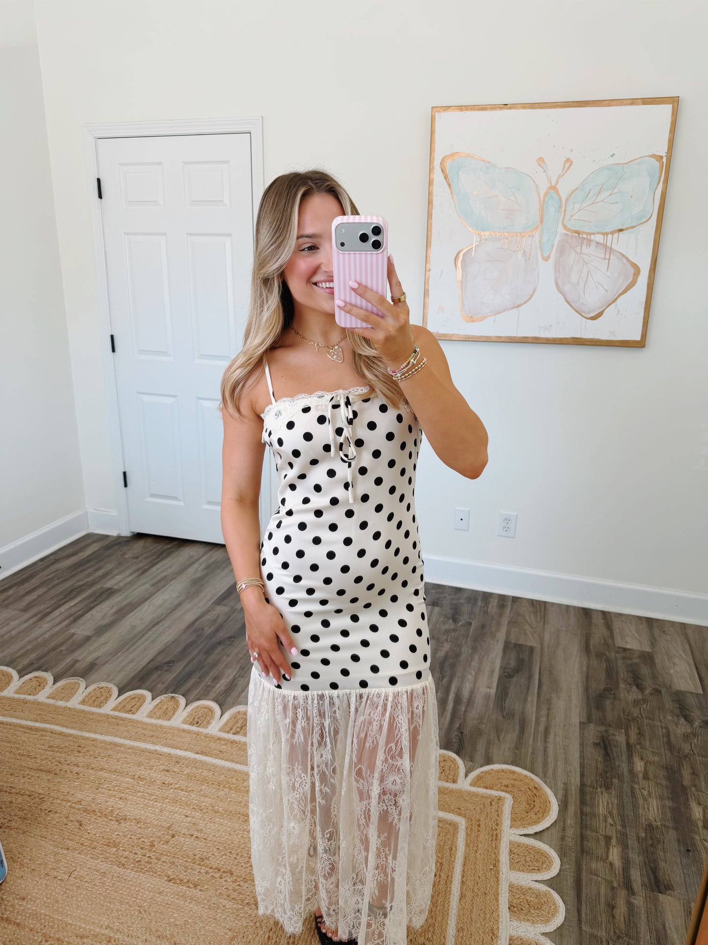 Polka Dot Lace Dress White