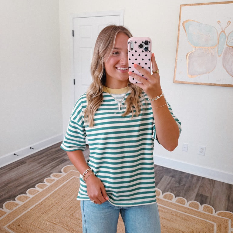 Everyday Stripe Tee in Green