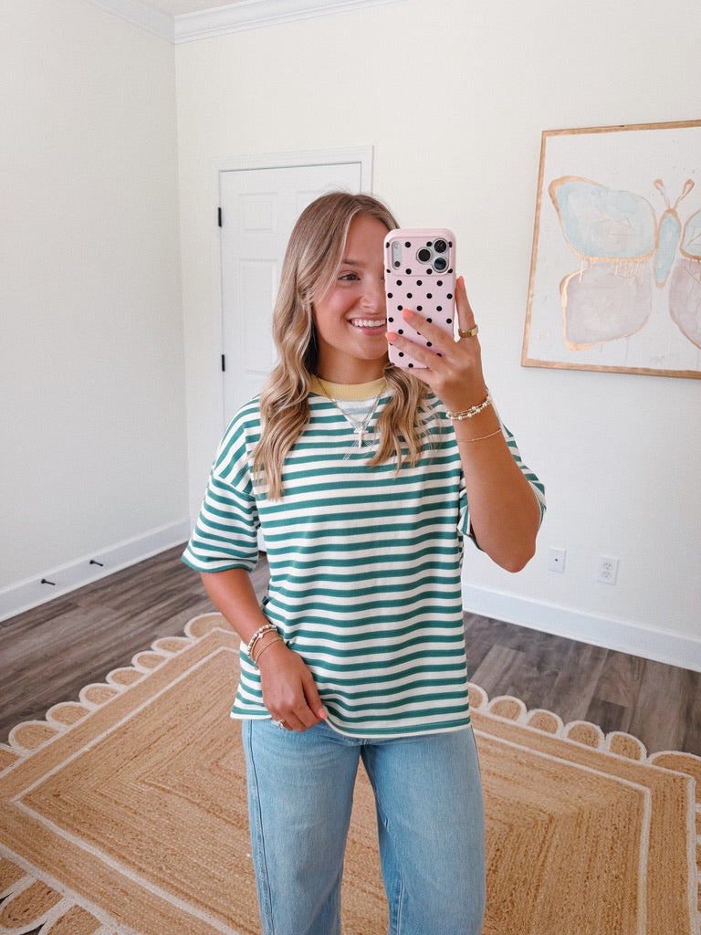 Everyday Stripe Tee in Green