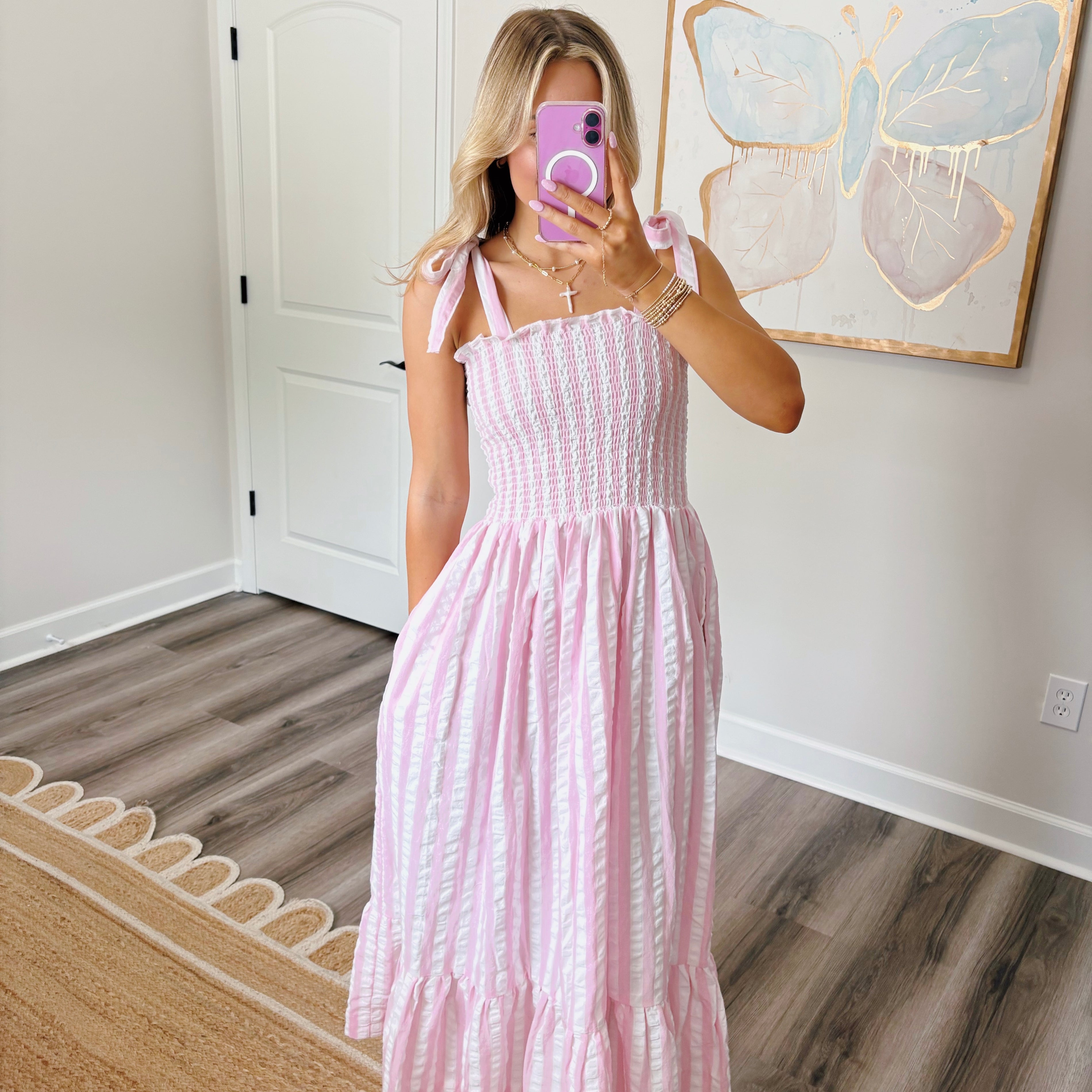 Pink Striped Maxi Dress
