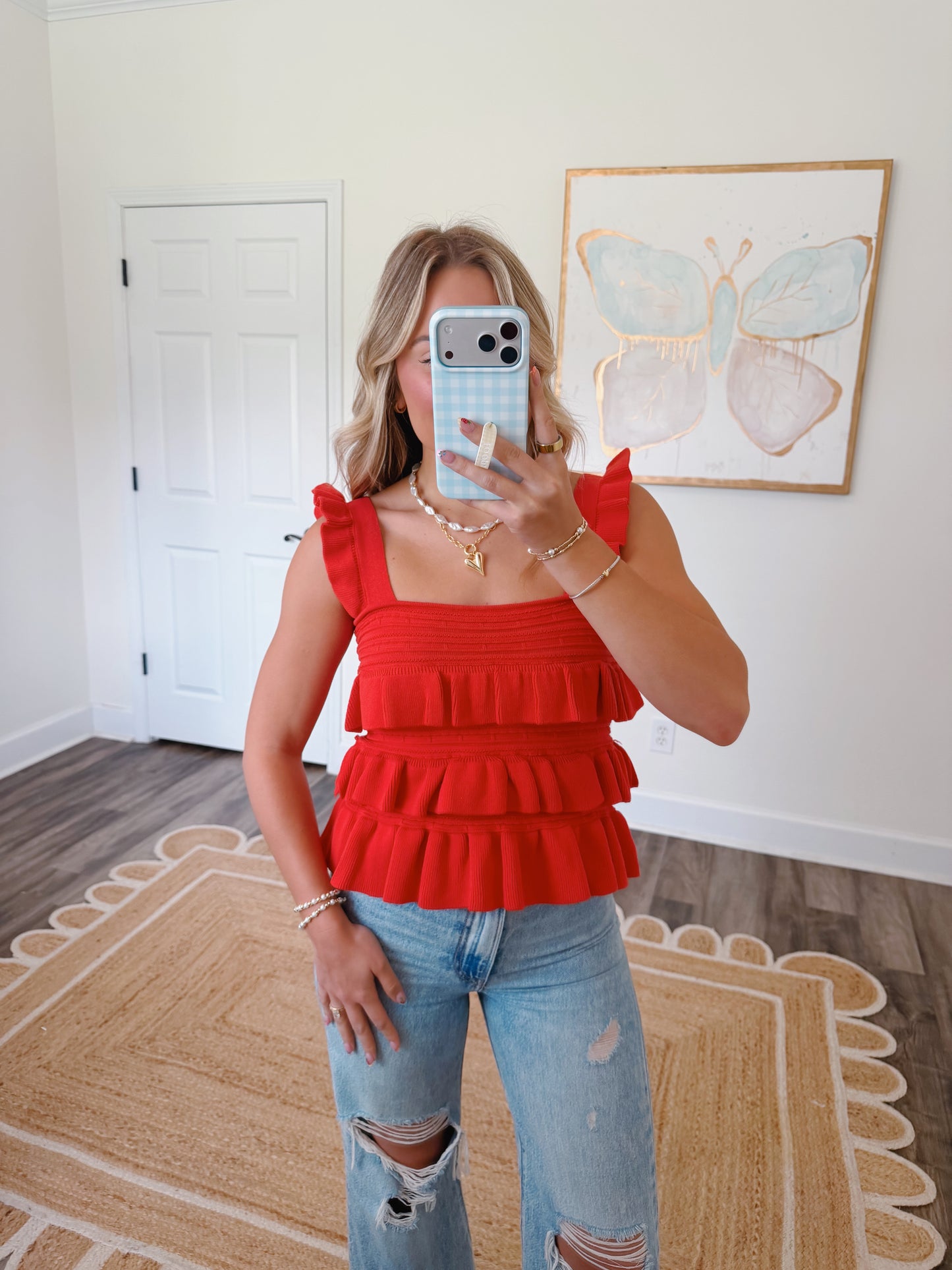 Red Ruffled Top
