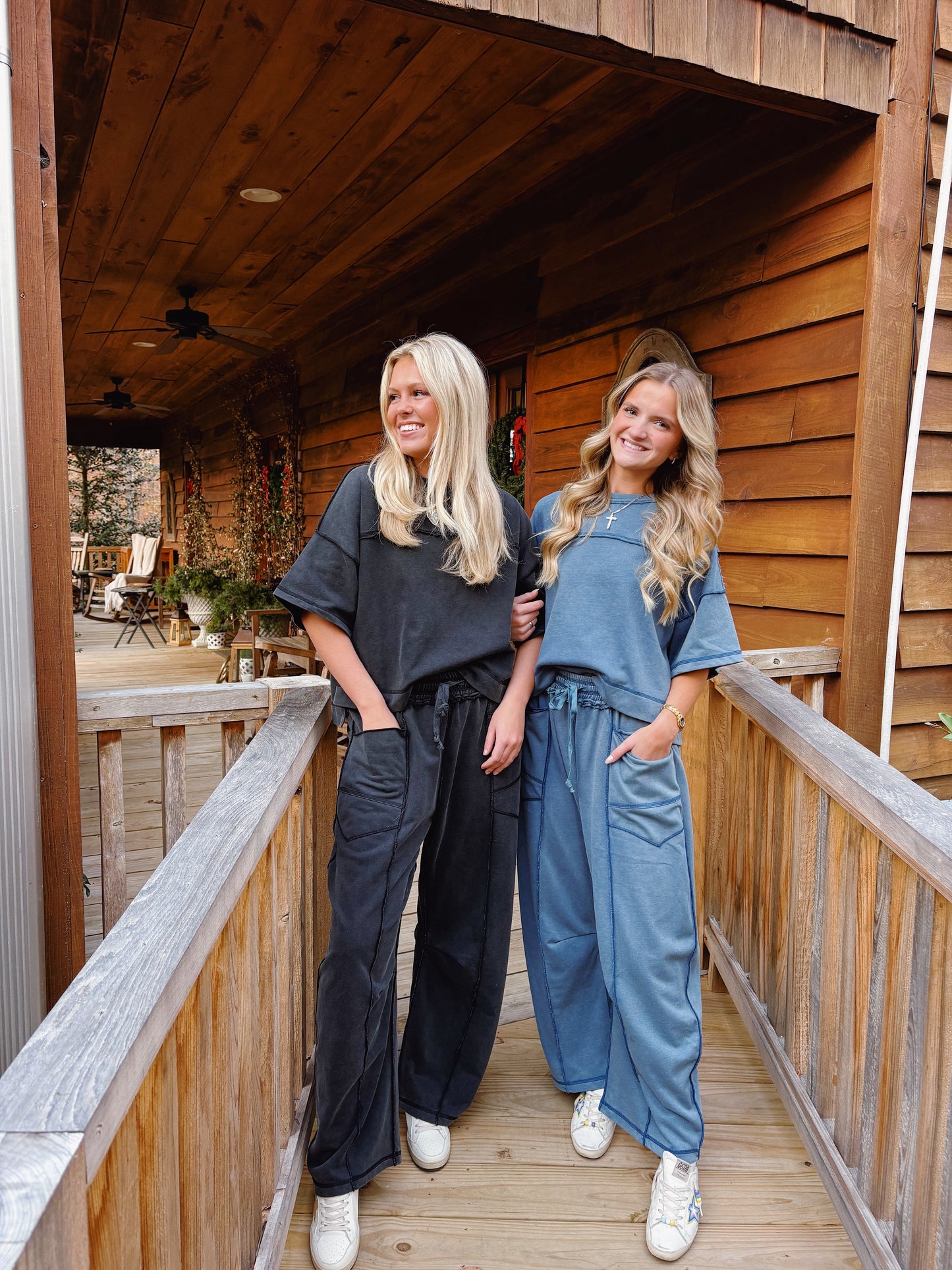 Denim Blue Barrel Pants Set