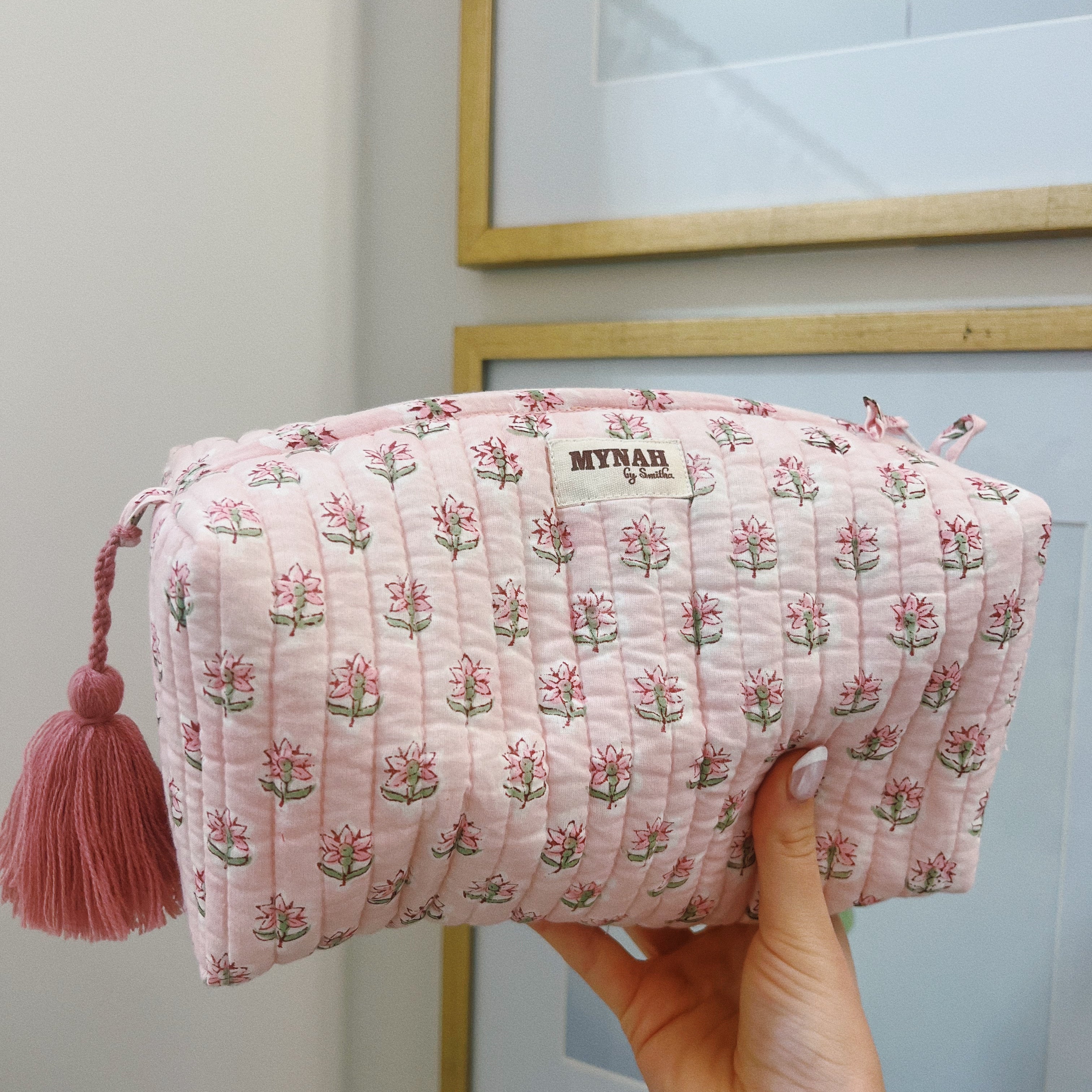 Rosy Mist Quilted Makeup Bag