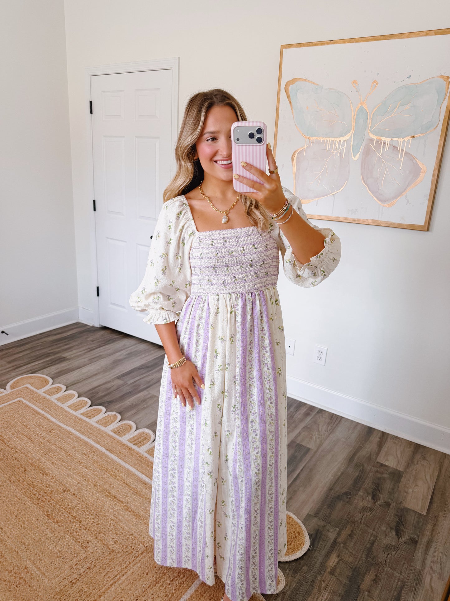 Lavender Smocked Maxi Dress