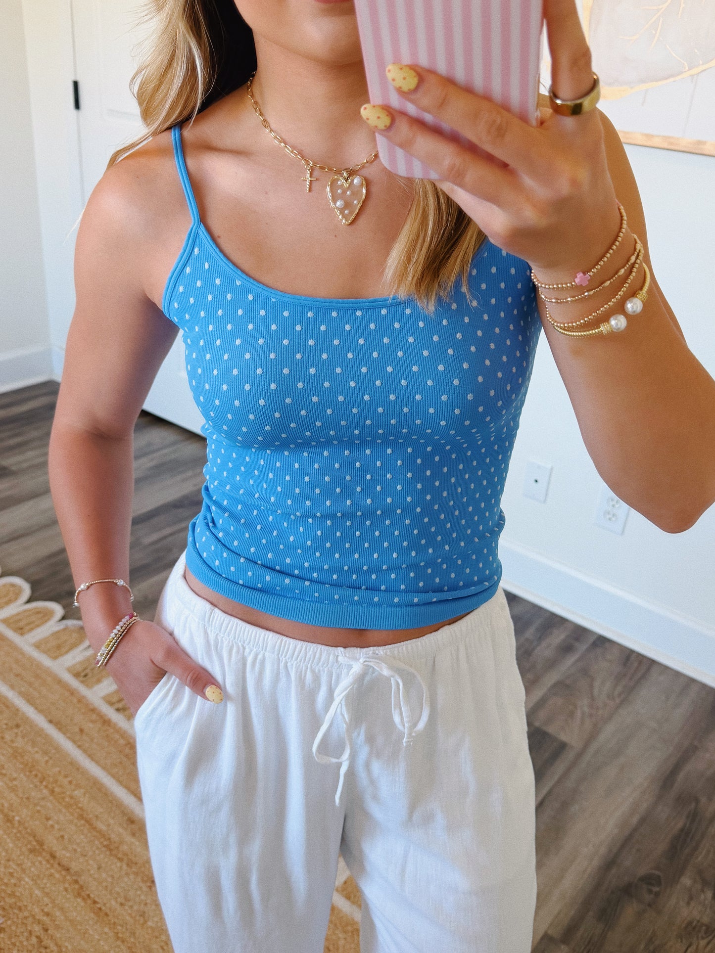 Polka Dot Tank Marina Blue