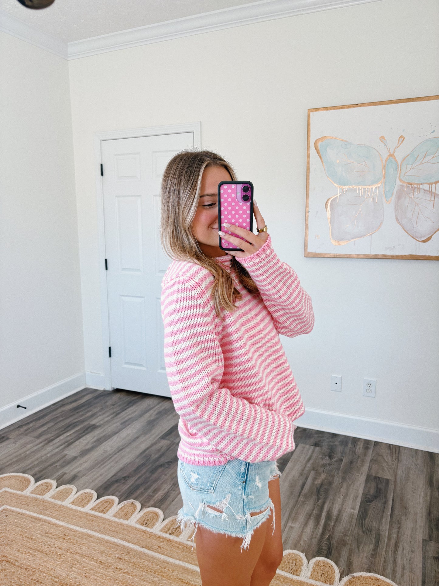 Strawberry Milkshake Striped Sweater