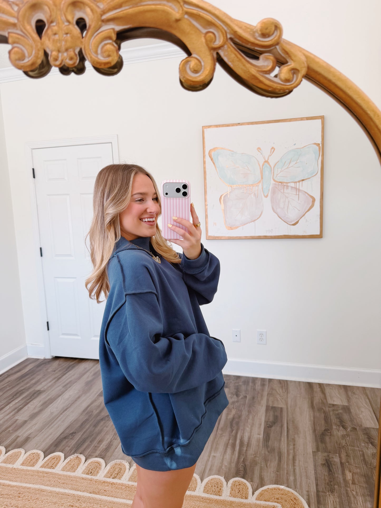 Navy Oversized Mockneck