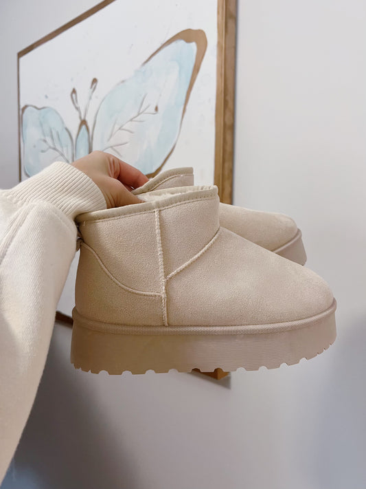 Beige Mini Platform Boot