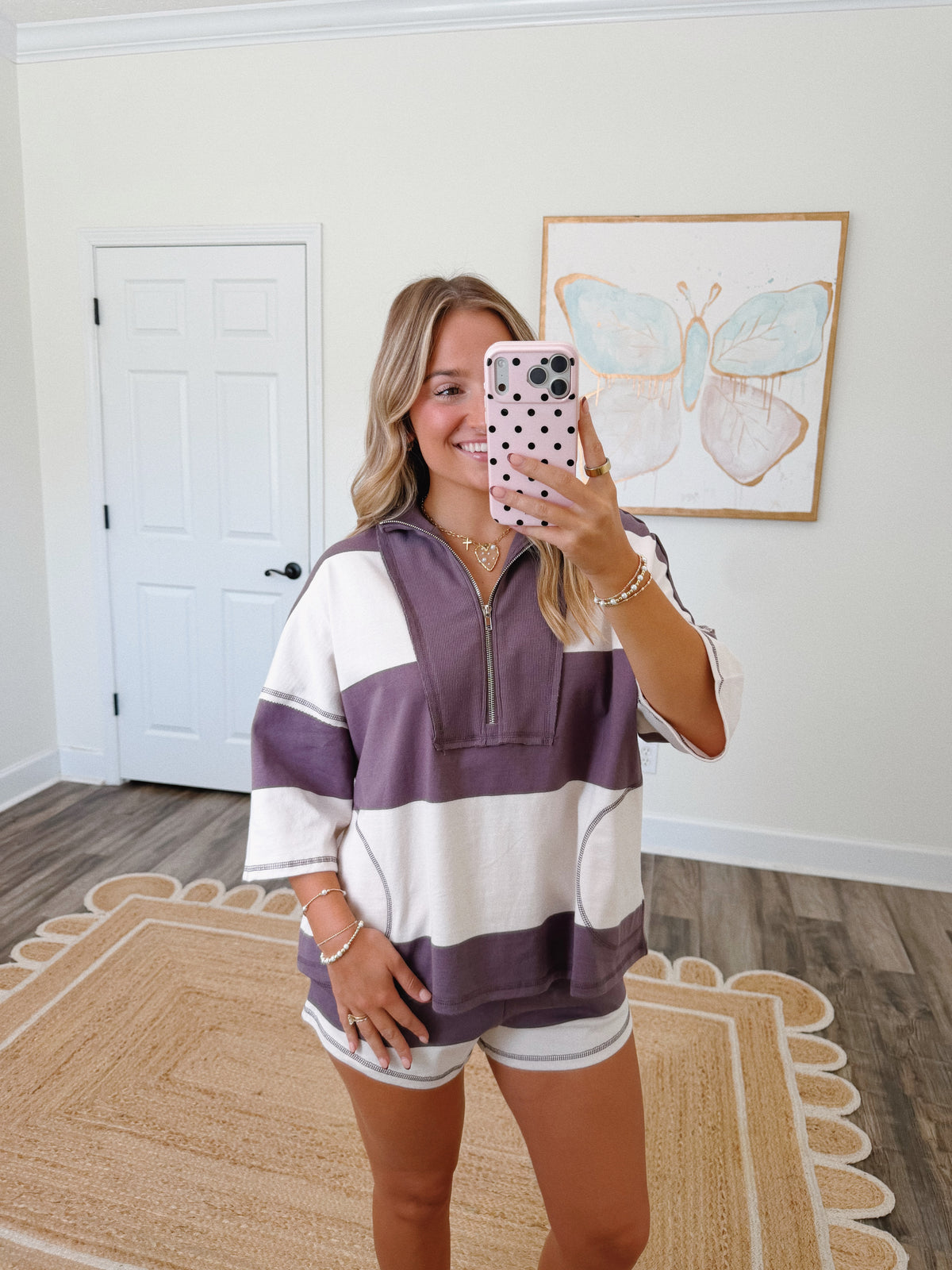 Varsity Stripe Short Set