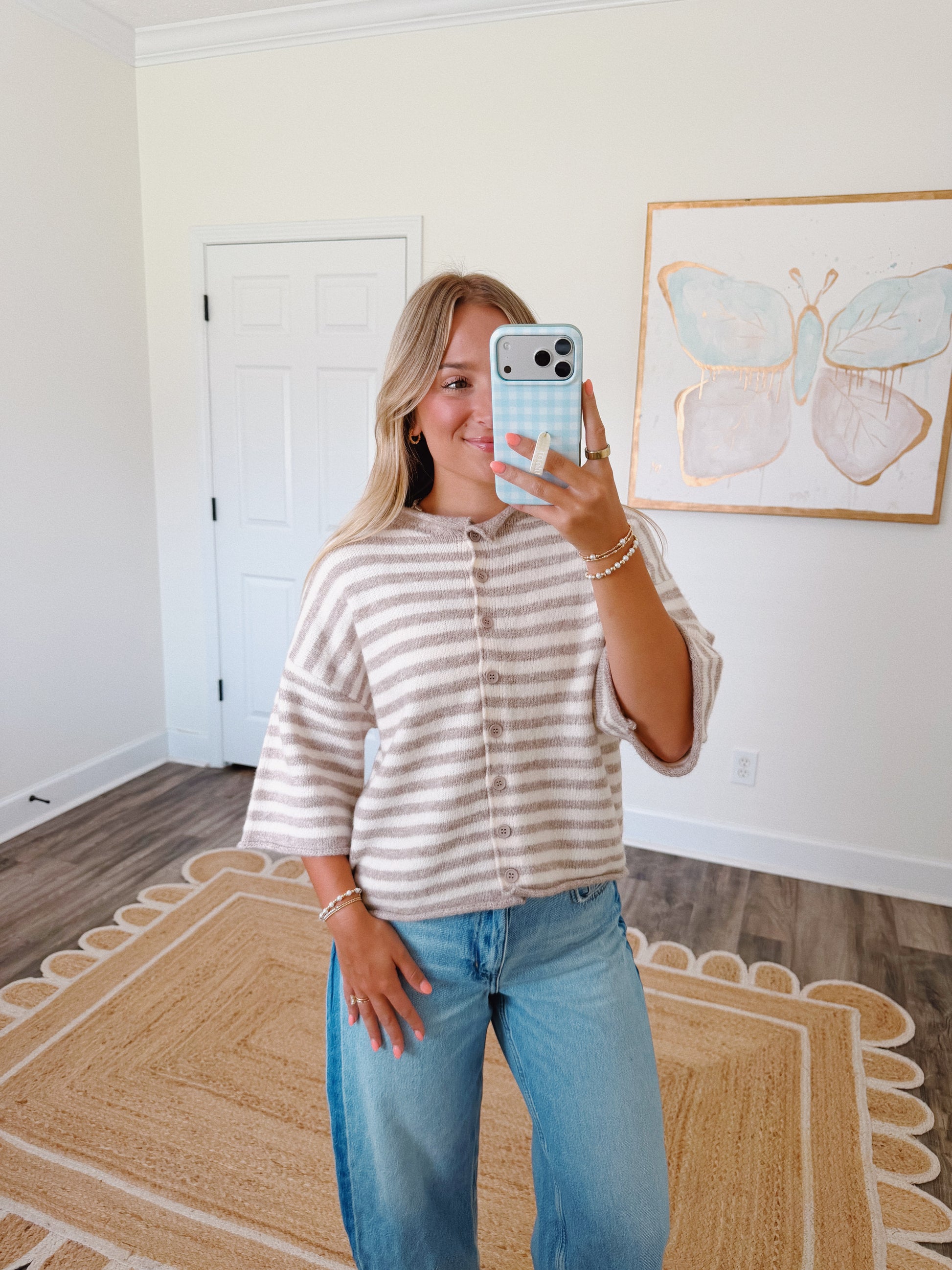 Oat Milk Striped Cardigan