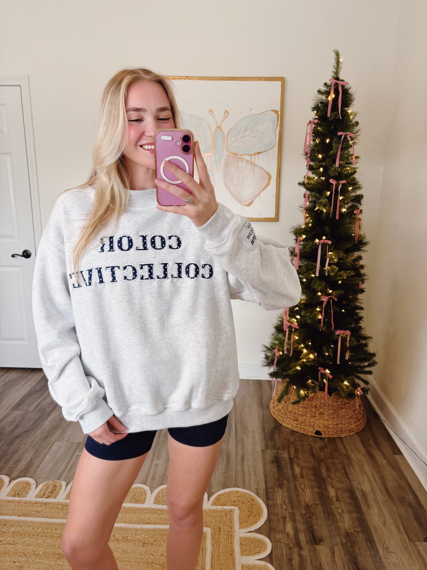 Grey and Navy Polka Dot CC Mockneck