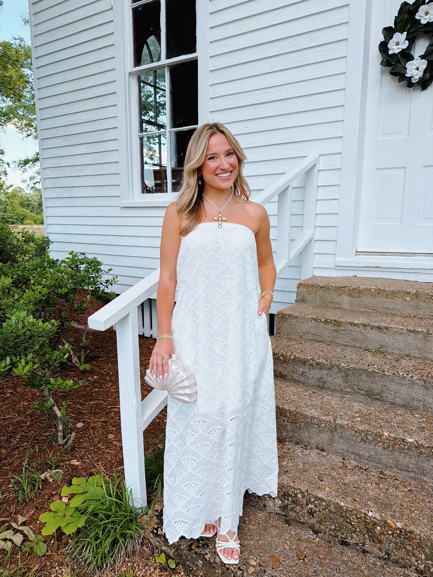 Summer Skies Eyelet Dress White