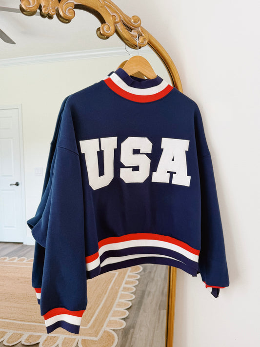 Navy USA Mockneck
