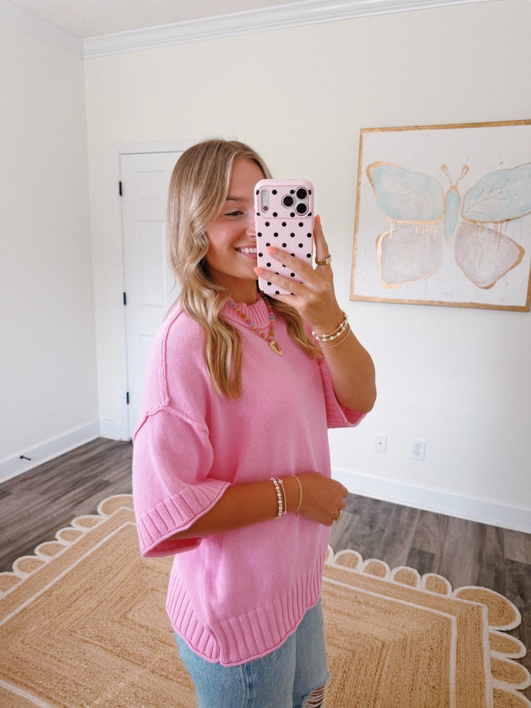 Perfectly Pink Mock Neck Top