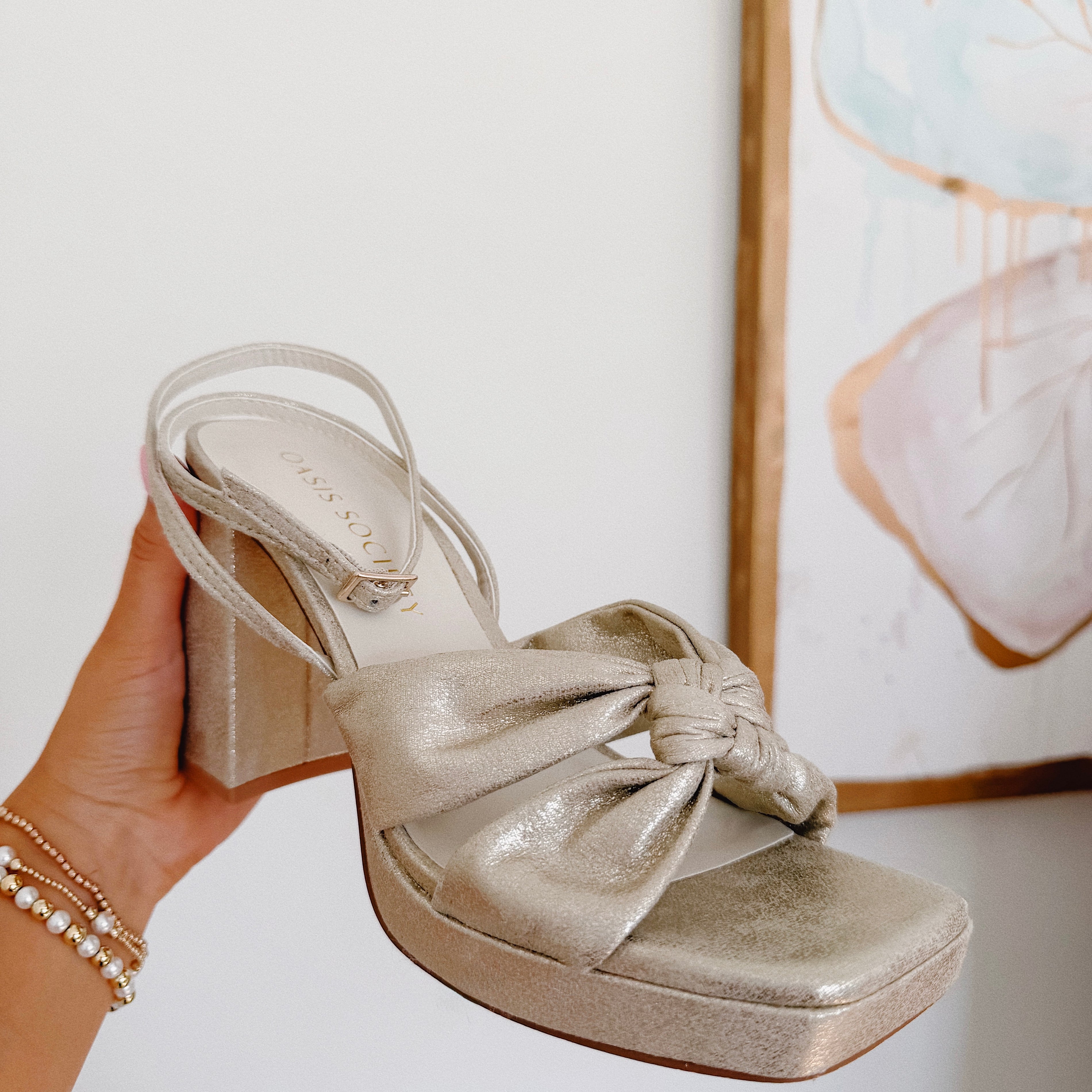 Gold Knotted Platform Heel