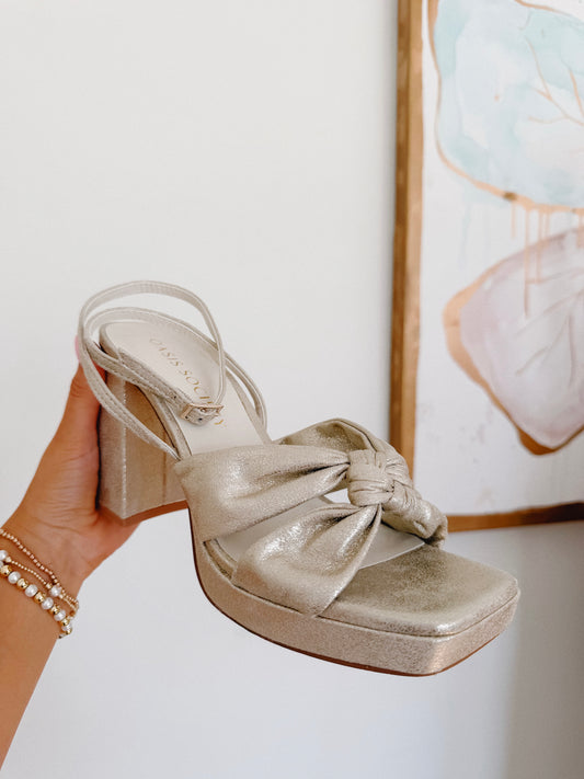 Gold Knotted Platform Heel