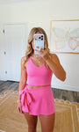 Hot Pink Wrap Skort Set