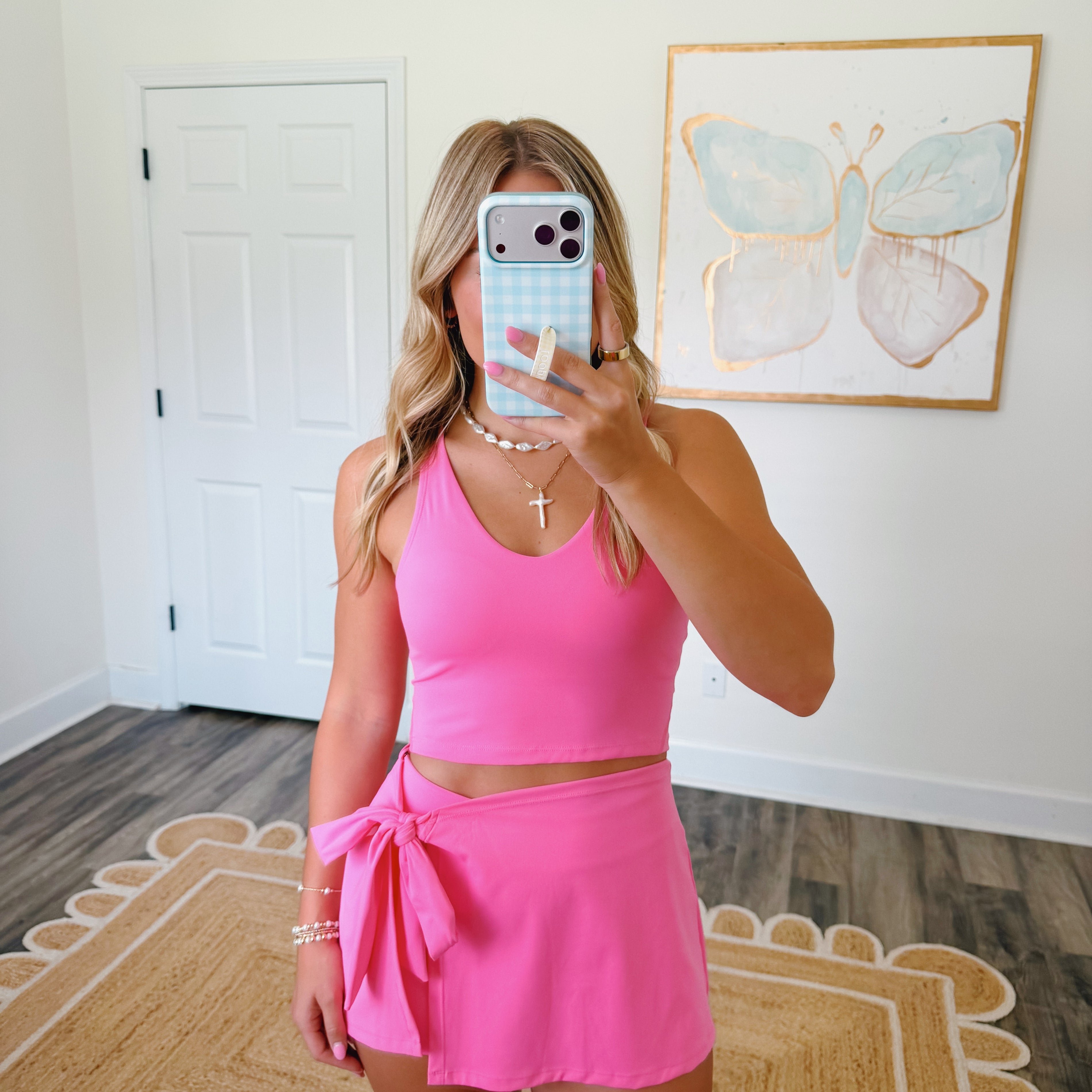 Hot Pink Wrap Skort Set