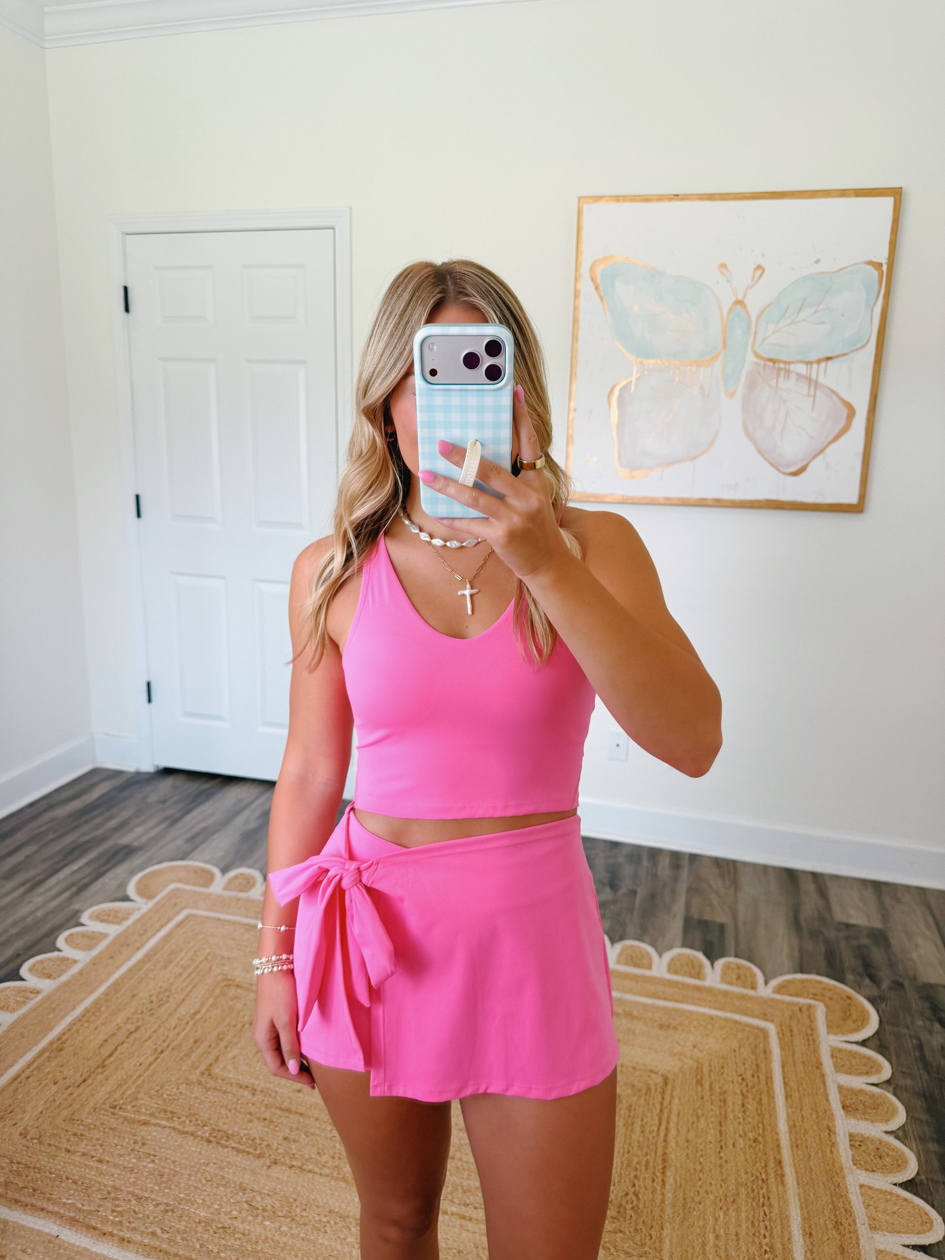 Hot Pink Wrap Skort Set