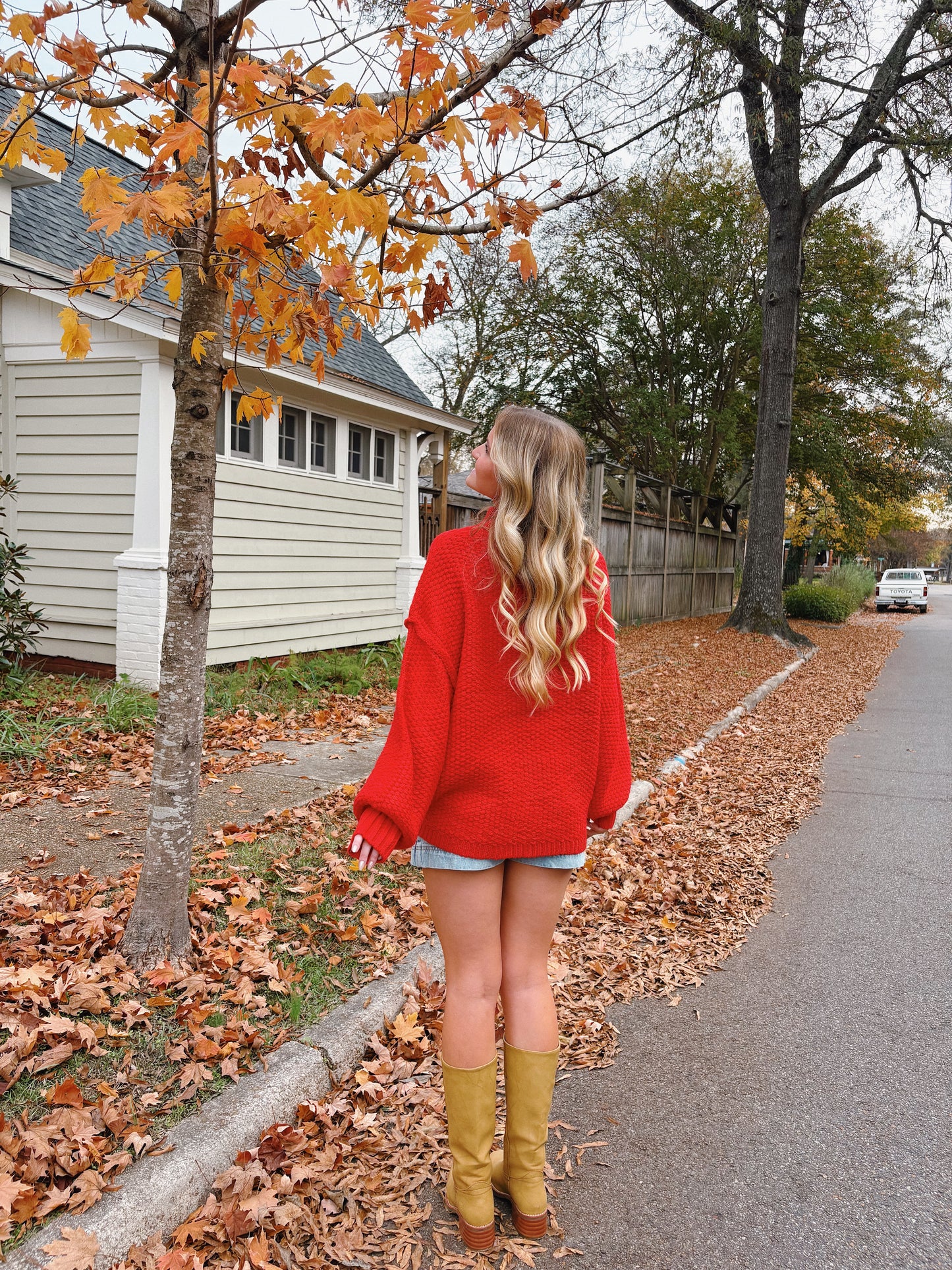 Red Mock Neck Sweater