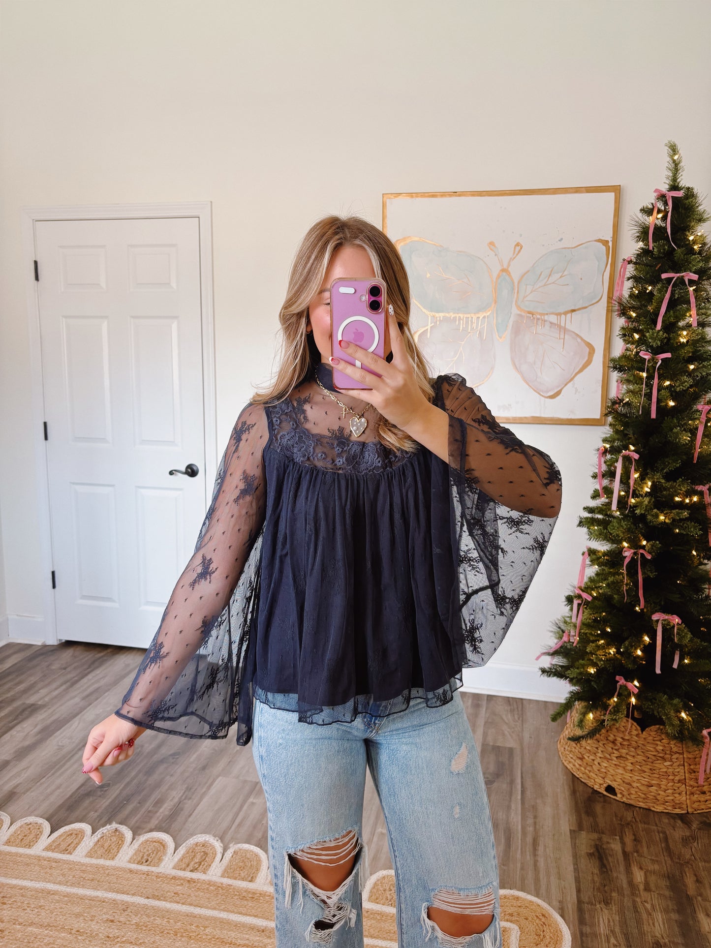 Adeline Lace Top in Navy