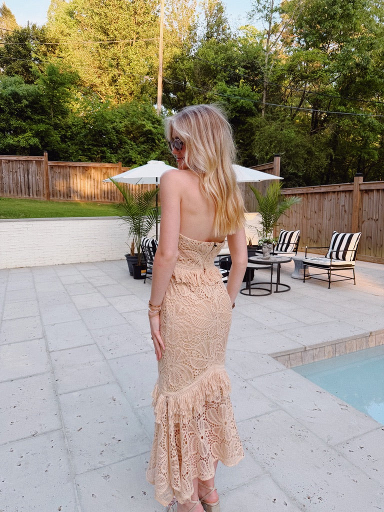 Crochet Fringe Maxi Dress