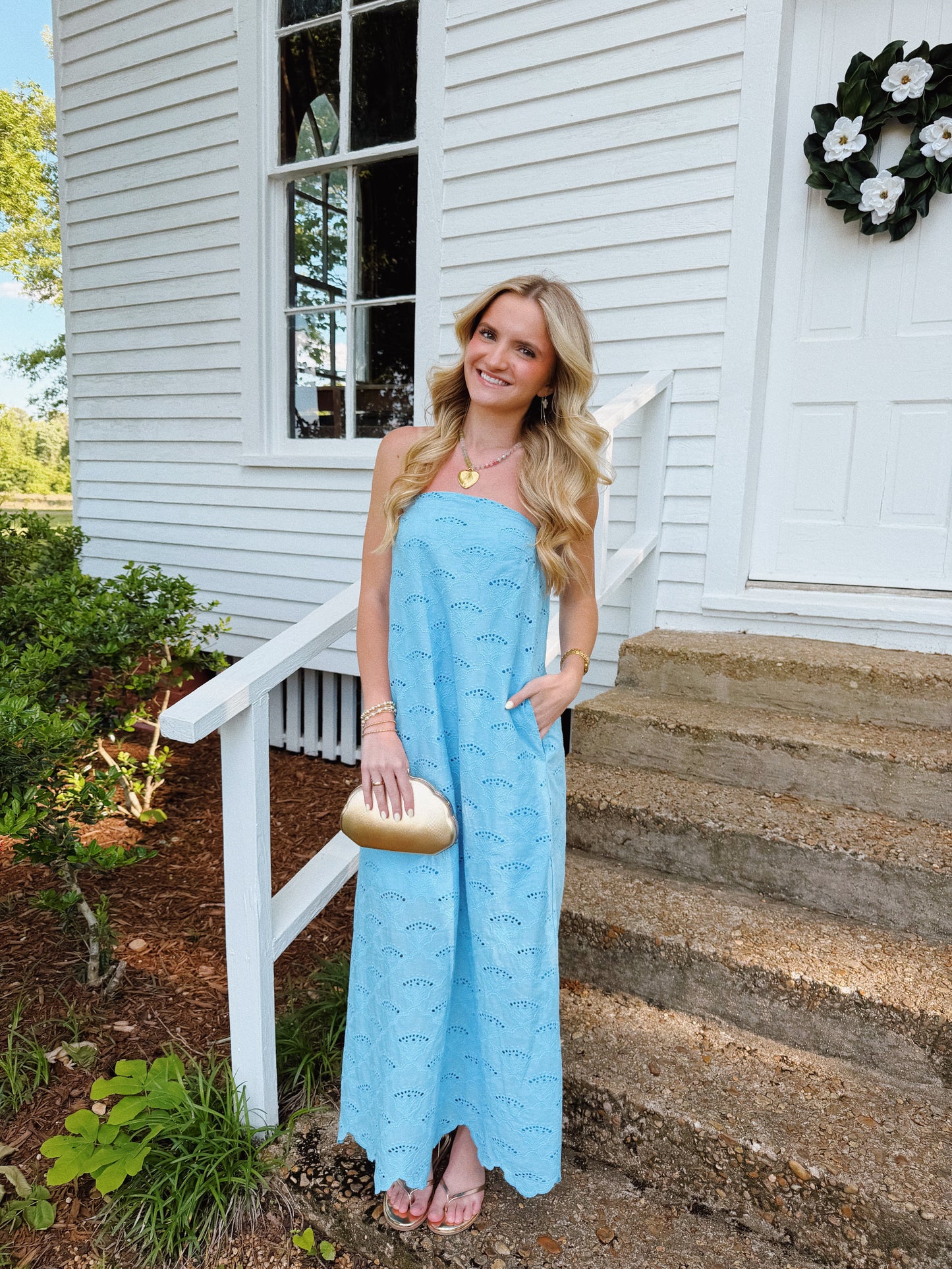 Summer Skies Eyelet Dress Blue