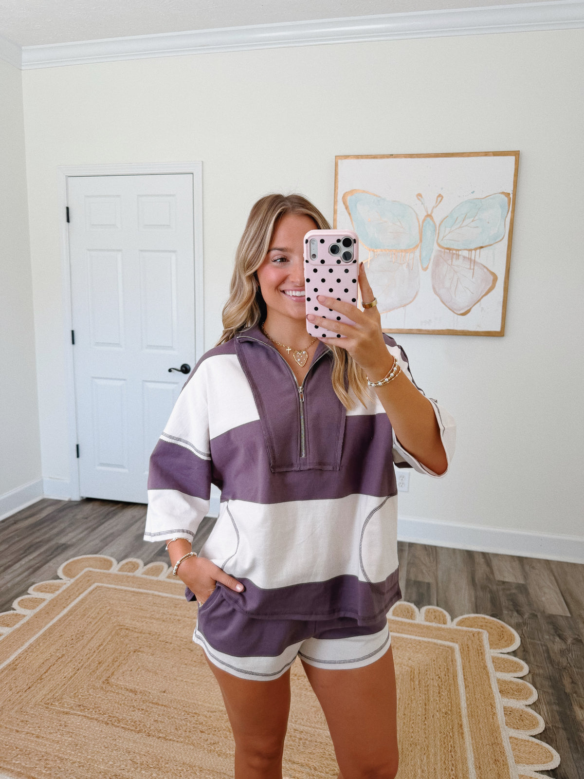Varsity Stripe Short Set