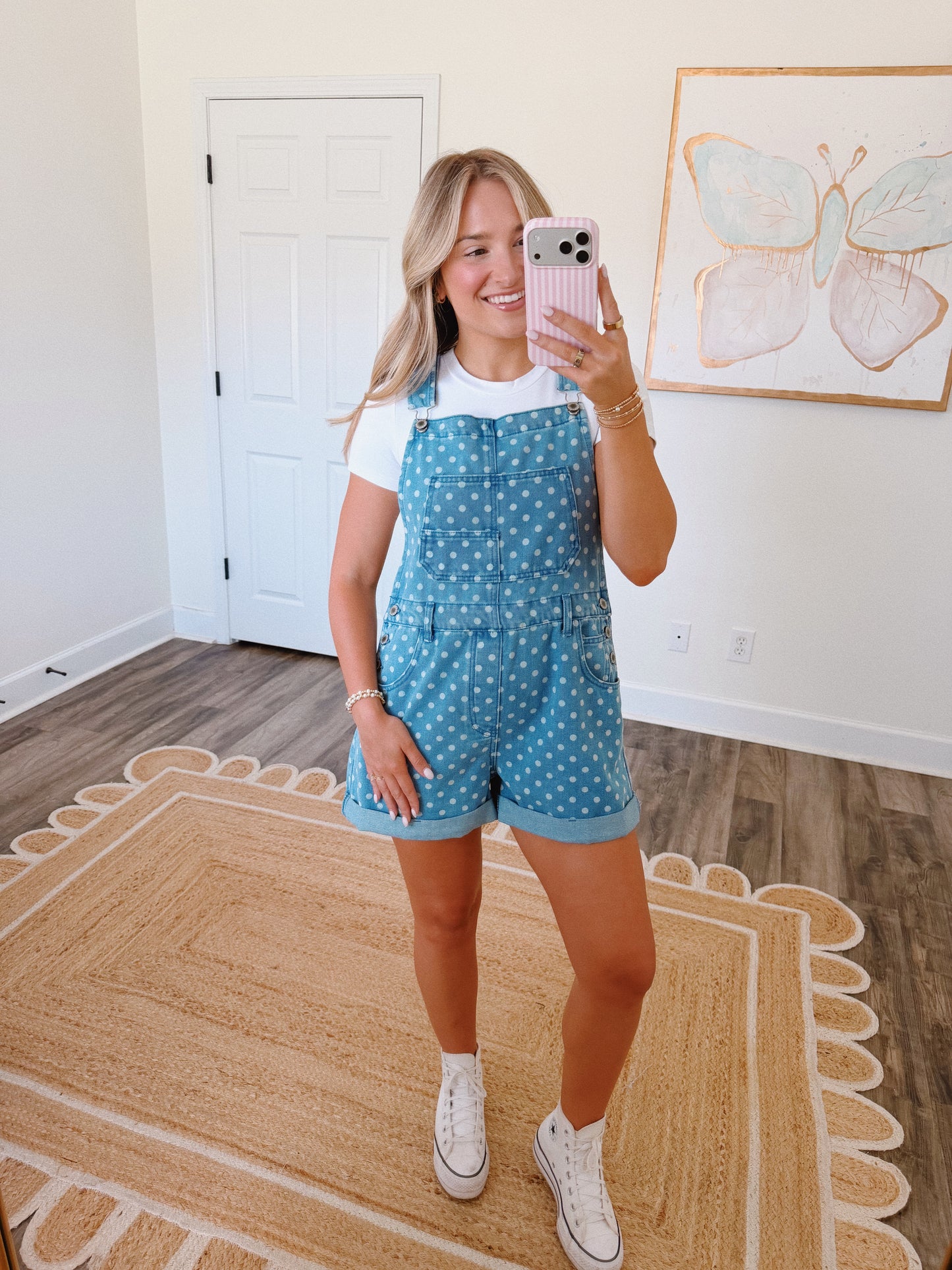Polka Dot Denim Overalls