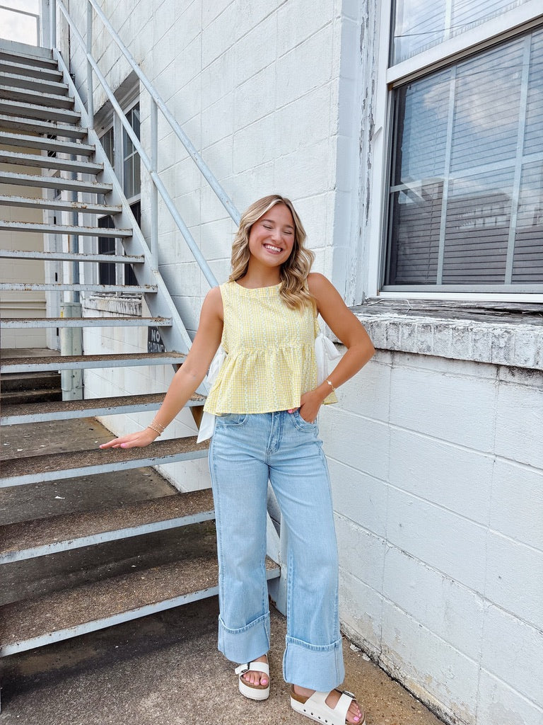 Cuffed Kris Wide Leg Jeans