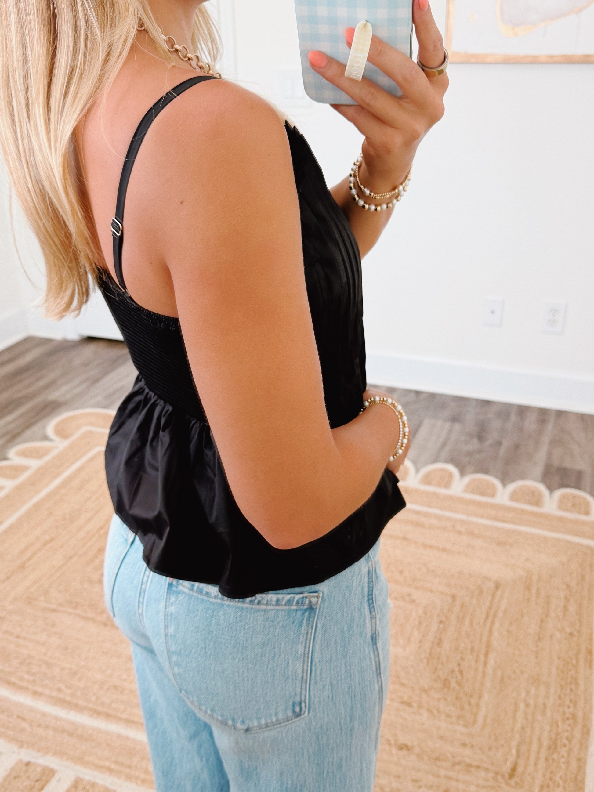 Emmie Pleated Top in Black