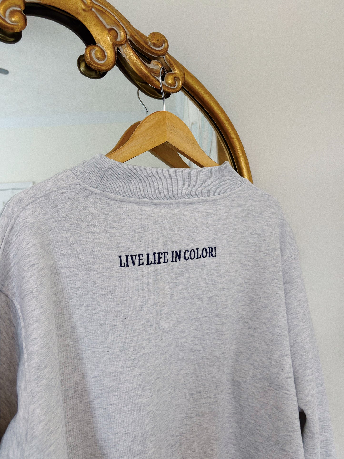 Grey and Navy Polka Dot CC Mockneck