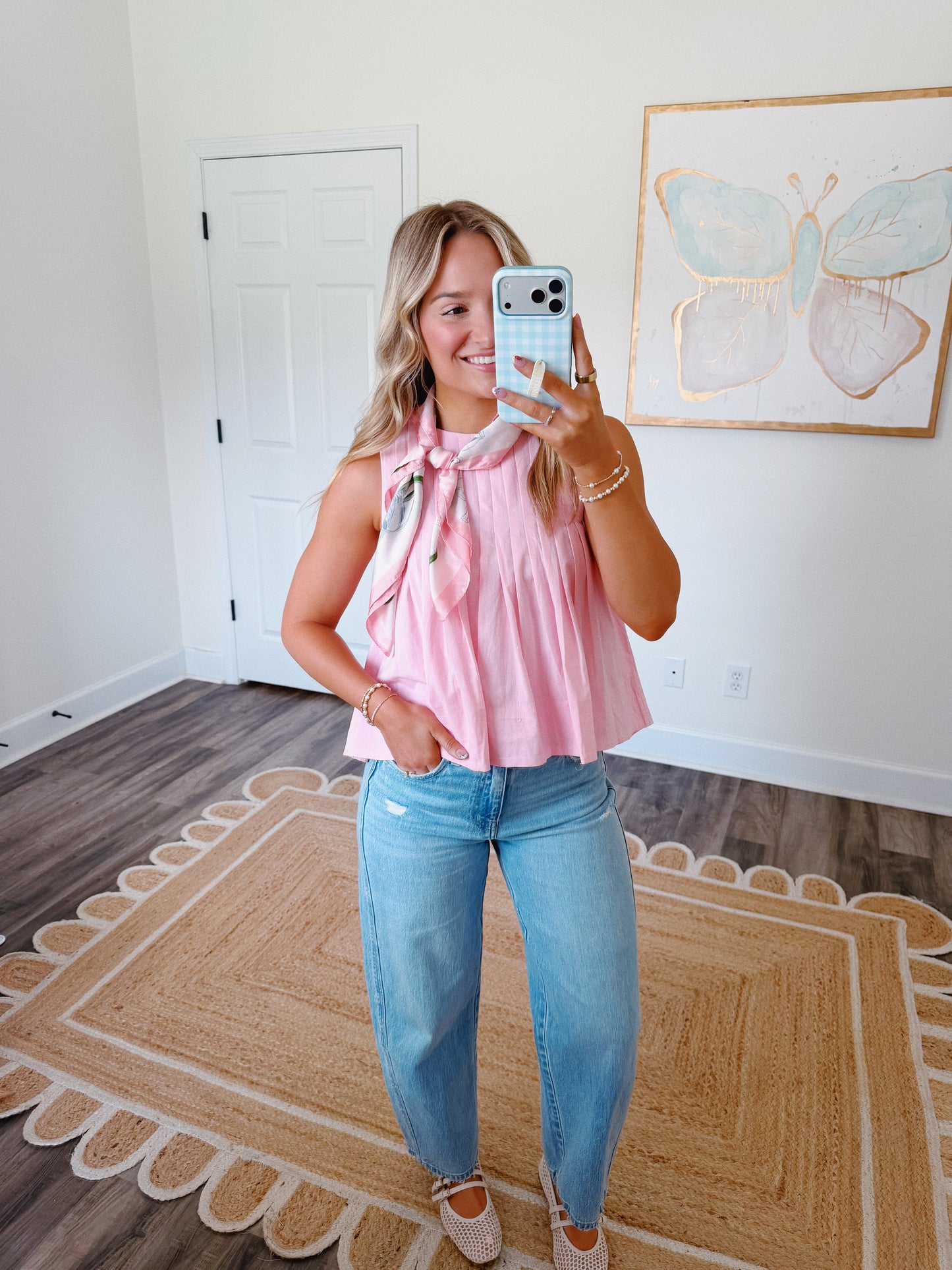 Pink Pleated Top