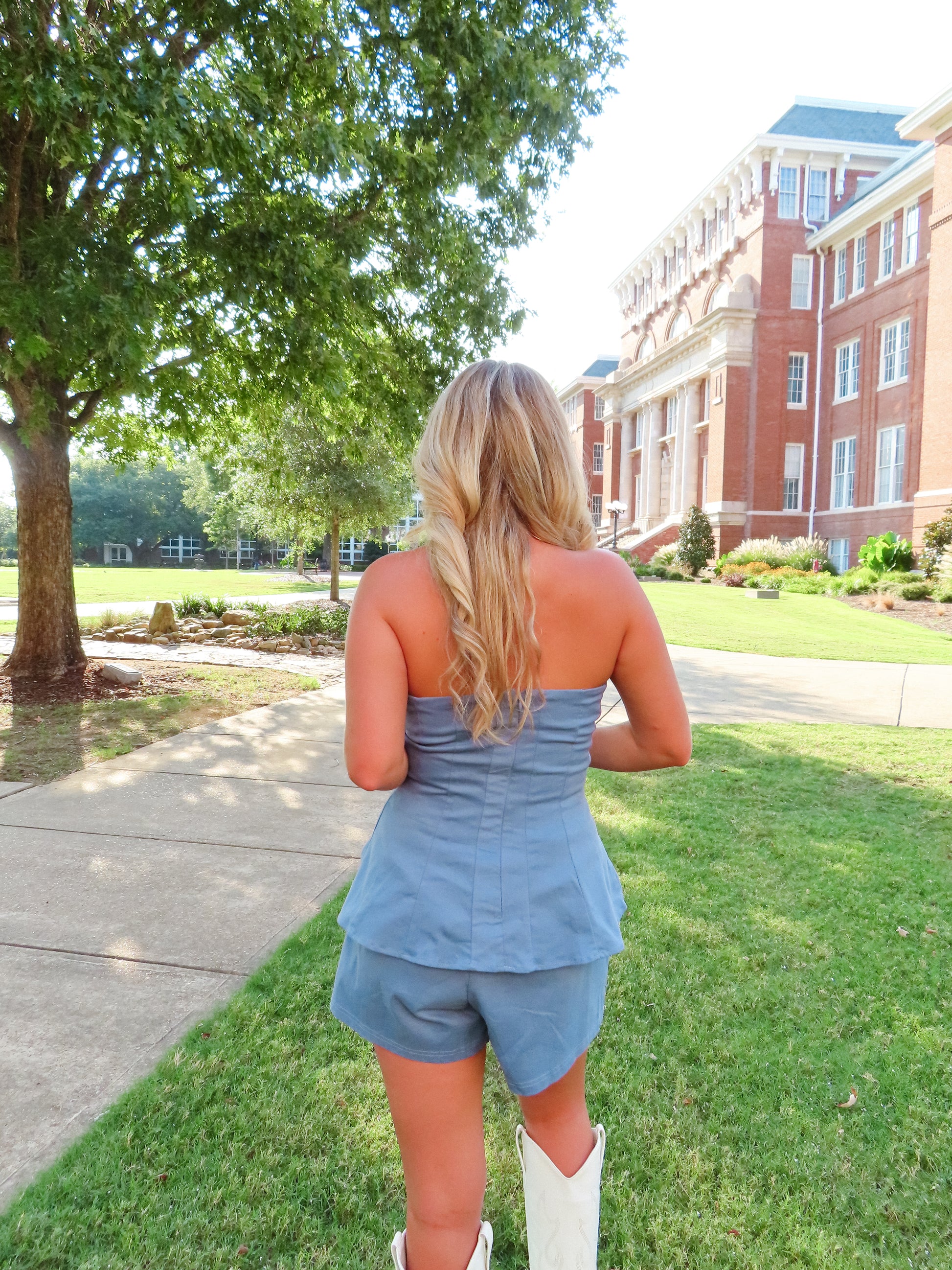 Slate Blue Pleated Set