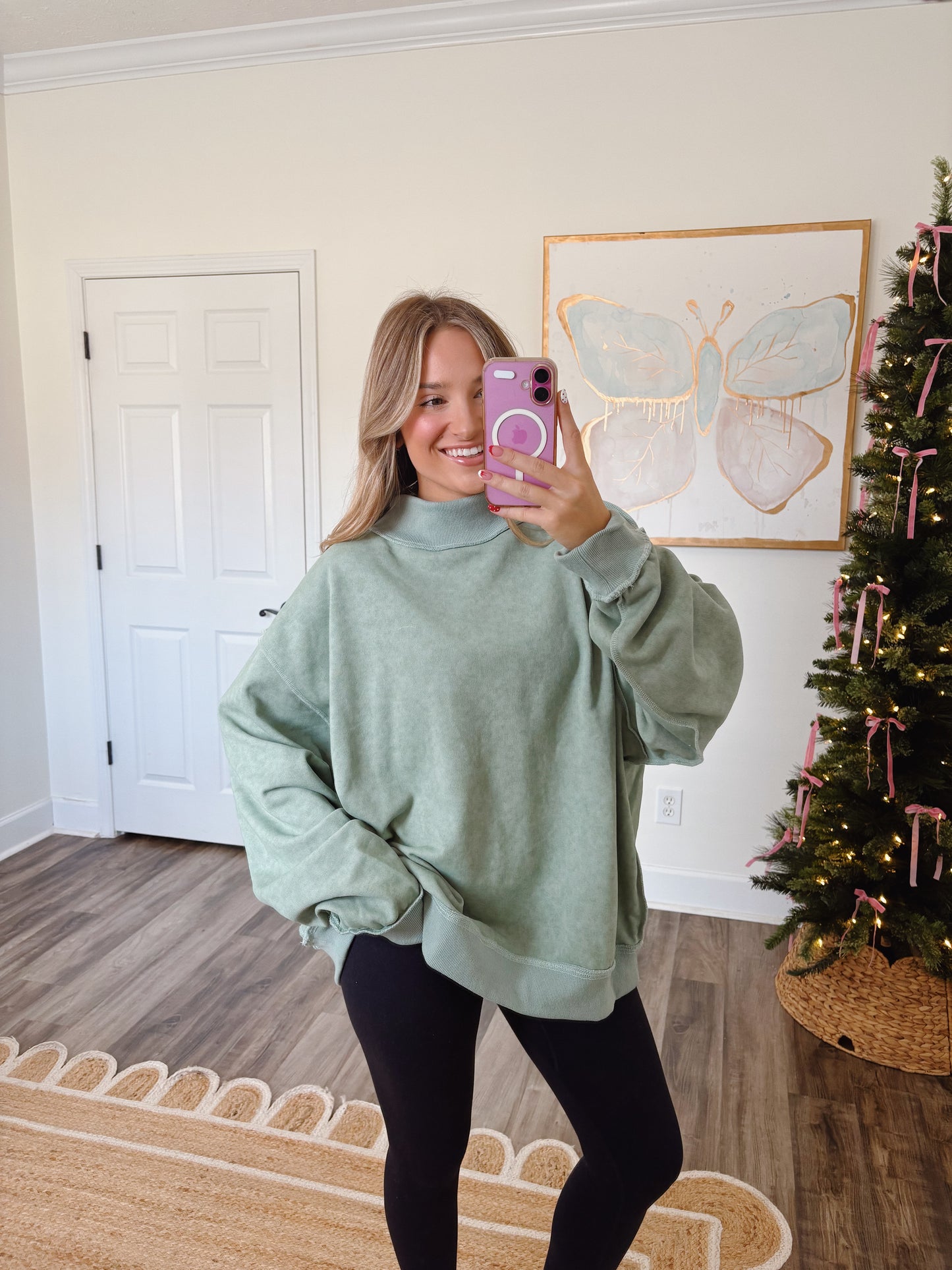 Oversized Sage Green Mockneck