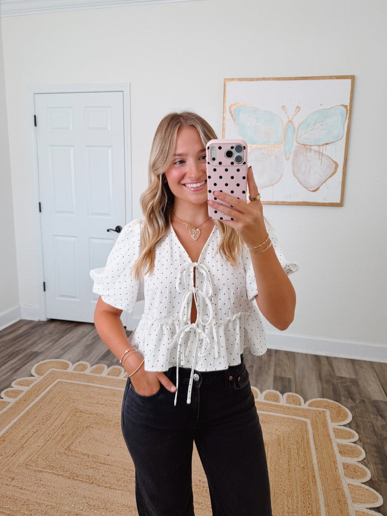 Polka Dot Peplum Top