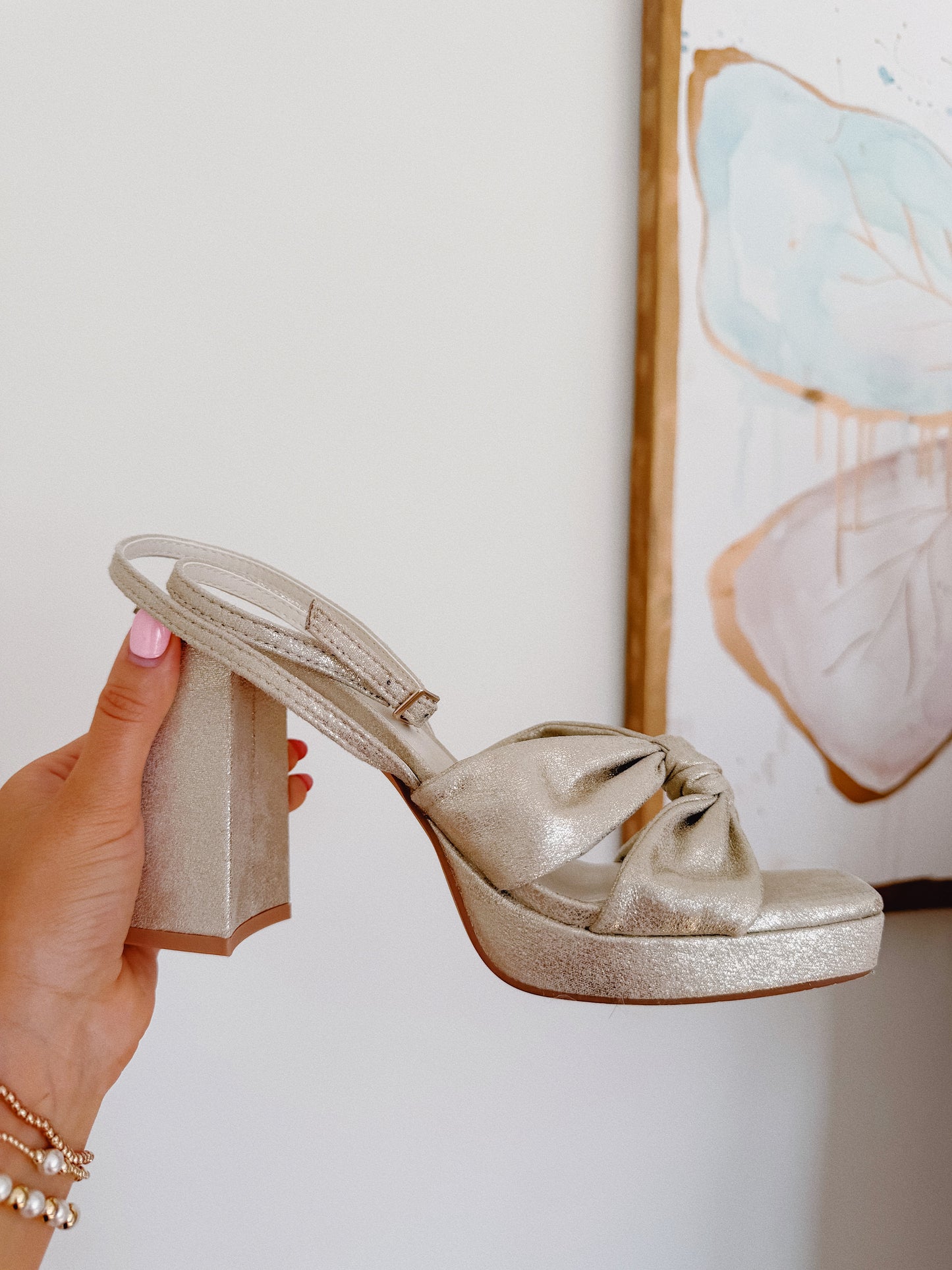 Gold Knotted Platform Heel