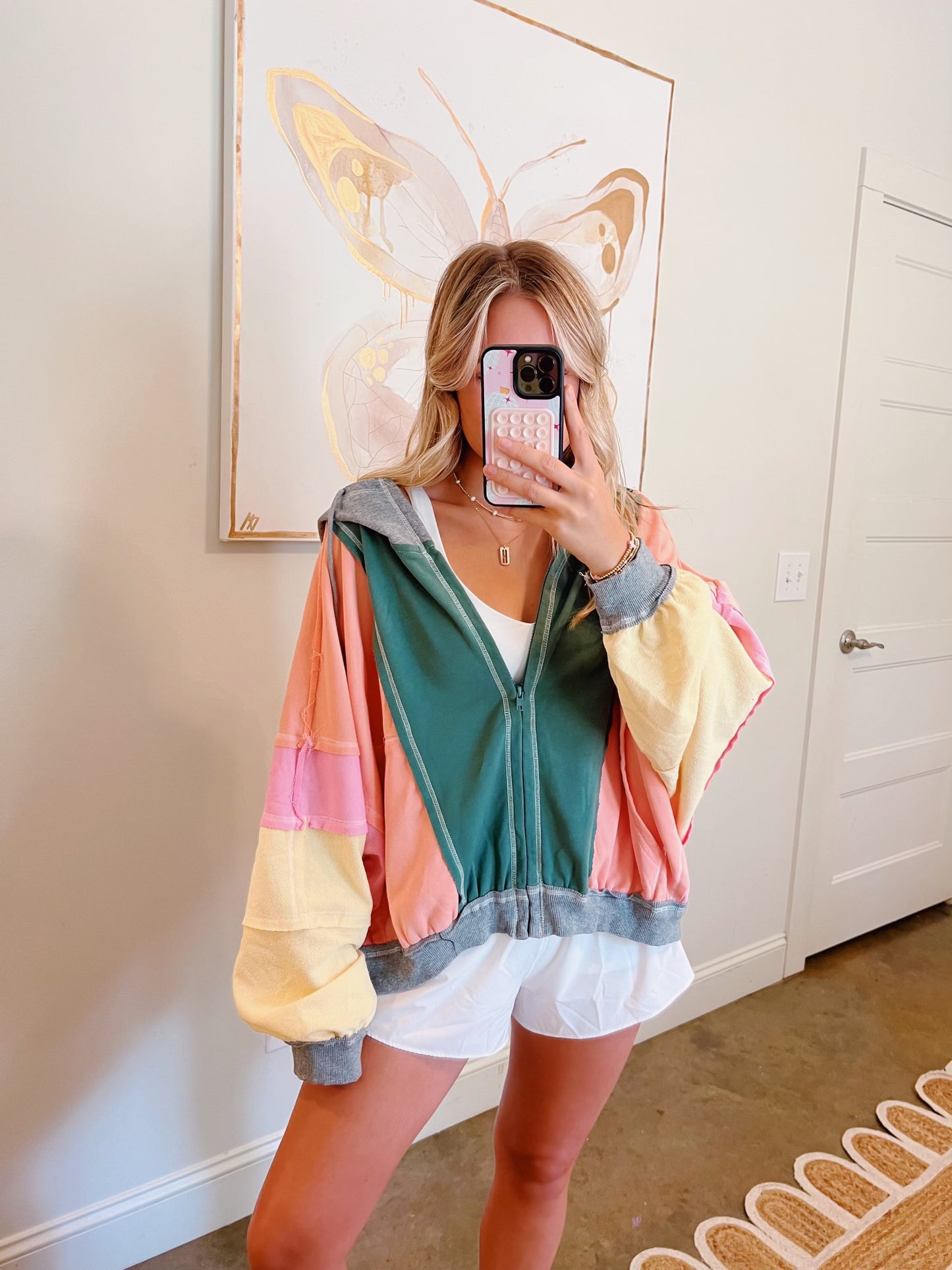 Color Pop Zip-Up Hoodie